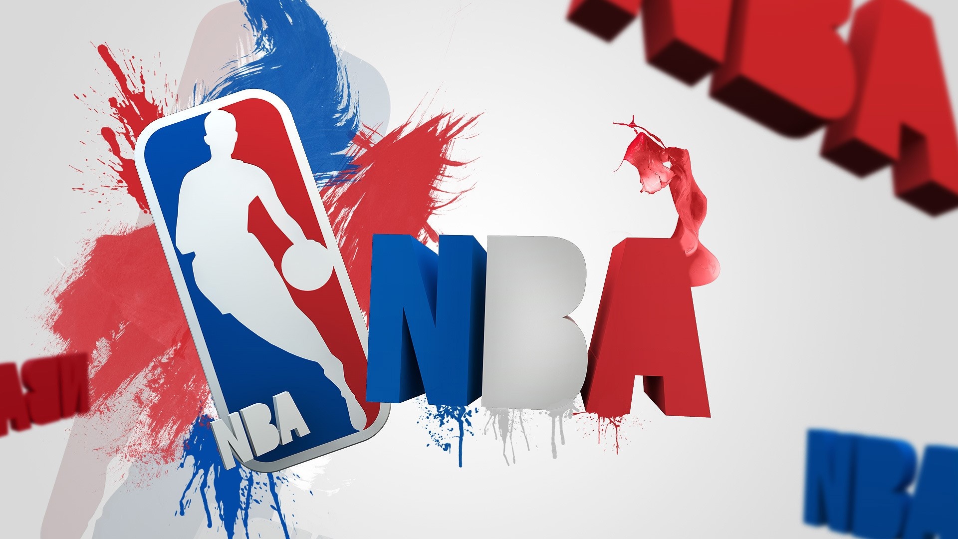 NBA logo and 3D text with paint splashes HD Wallpaper