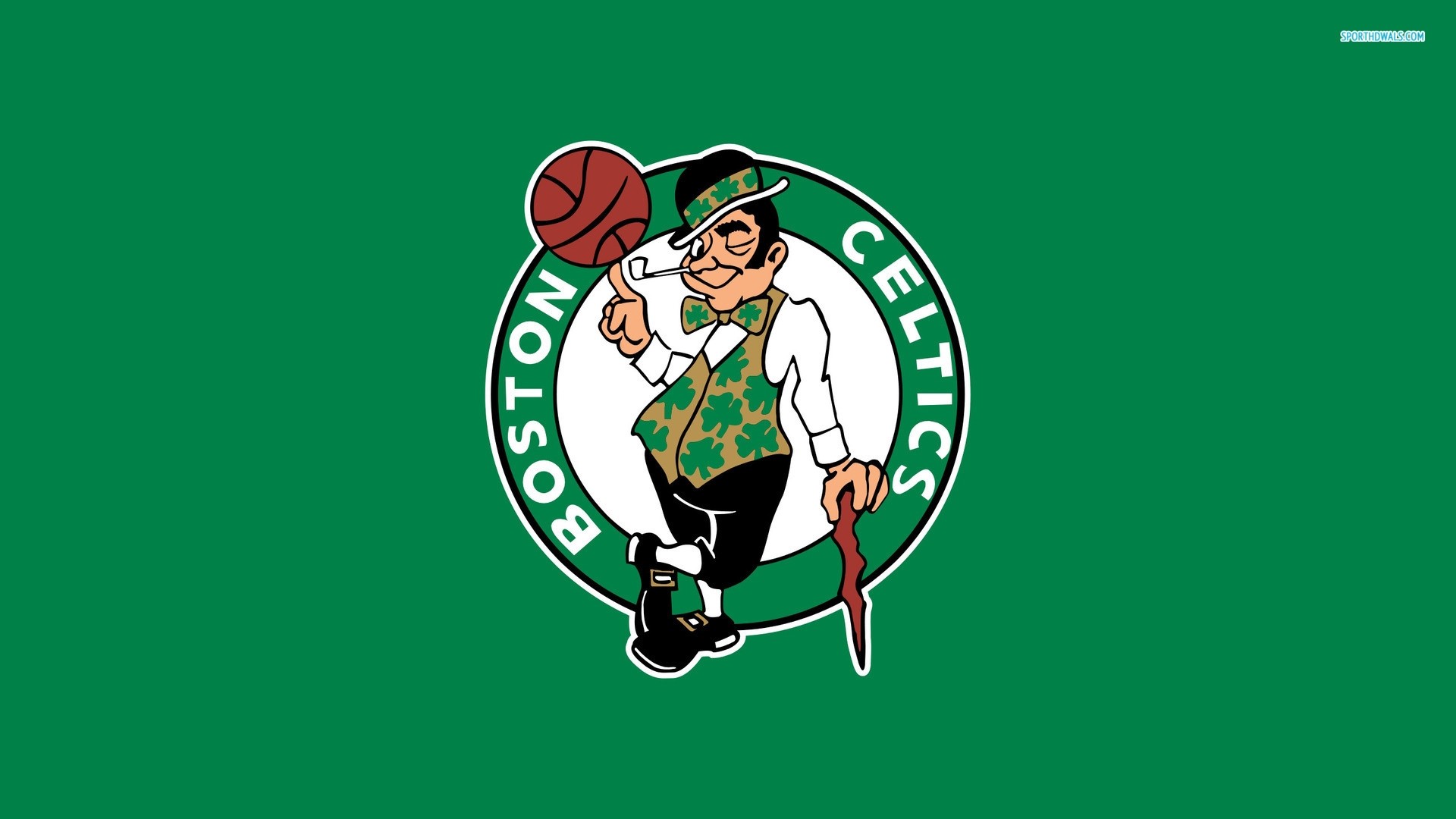 Boston Celtics logo with leprechaun mascot HD Wallpaper