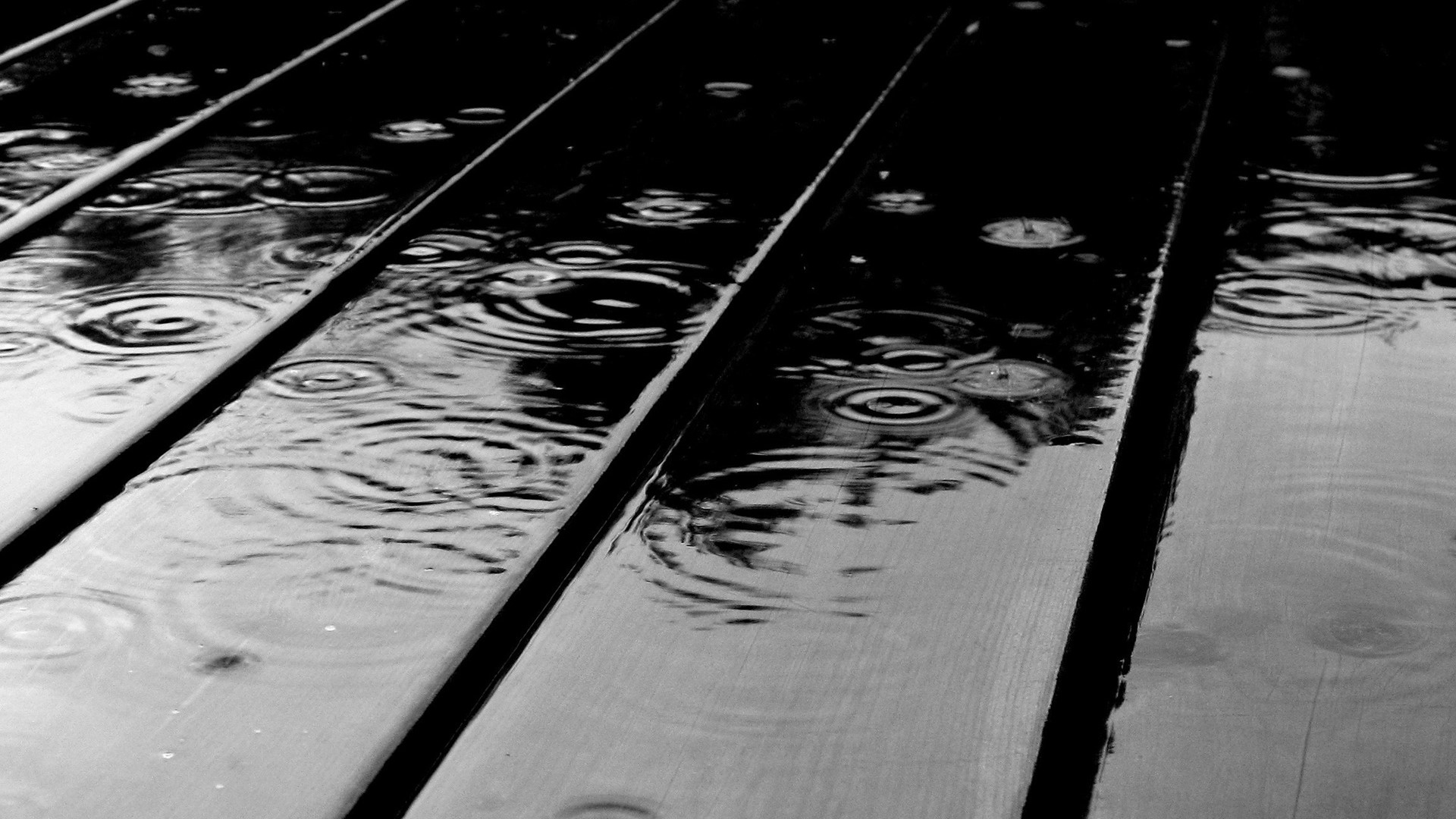 Raindrops on wooden planks HD Wallpaper