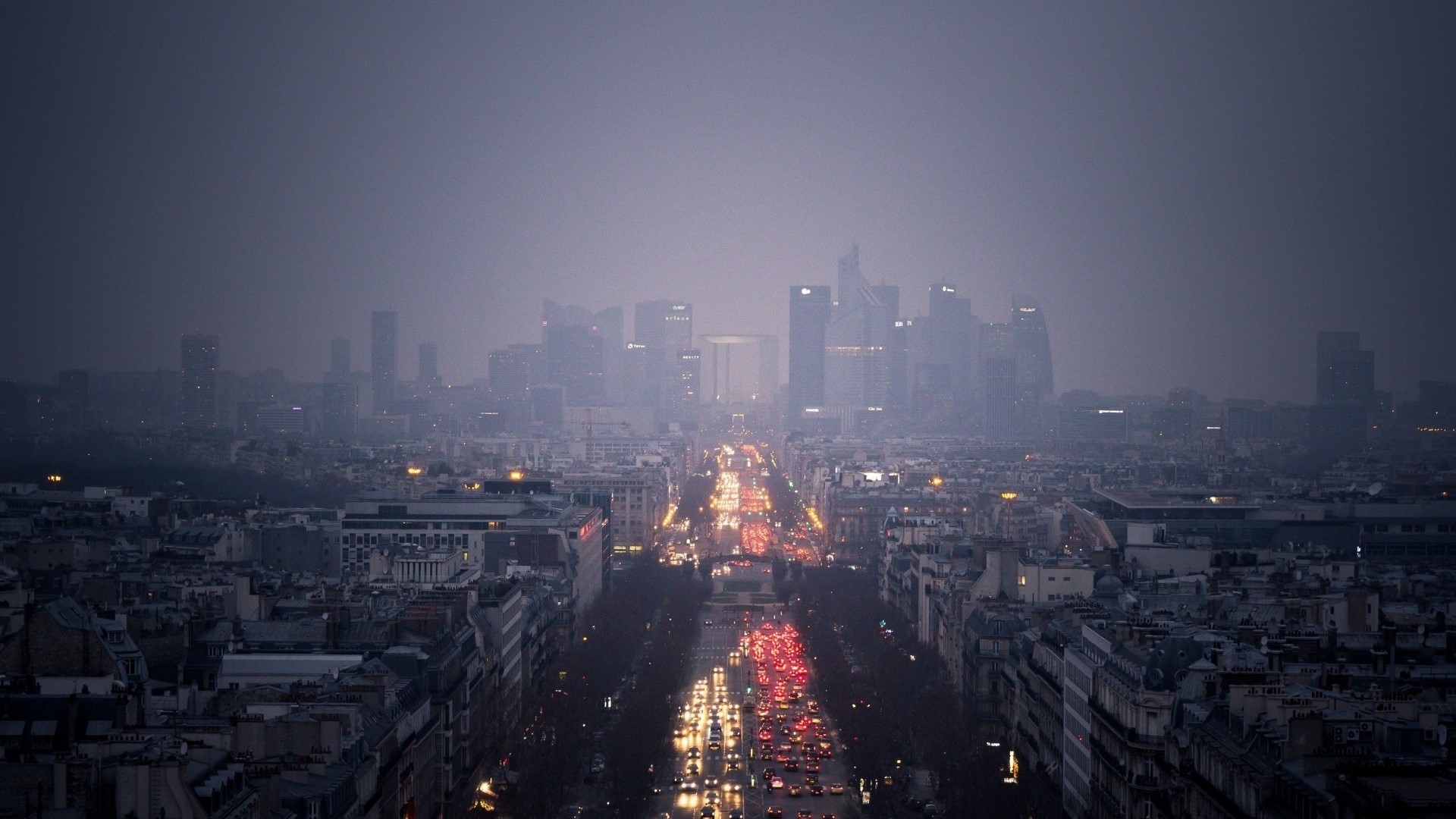 Paris Downtown Skyline at Dusk HD Wallpaper