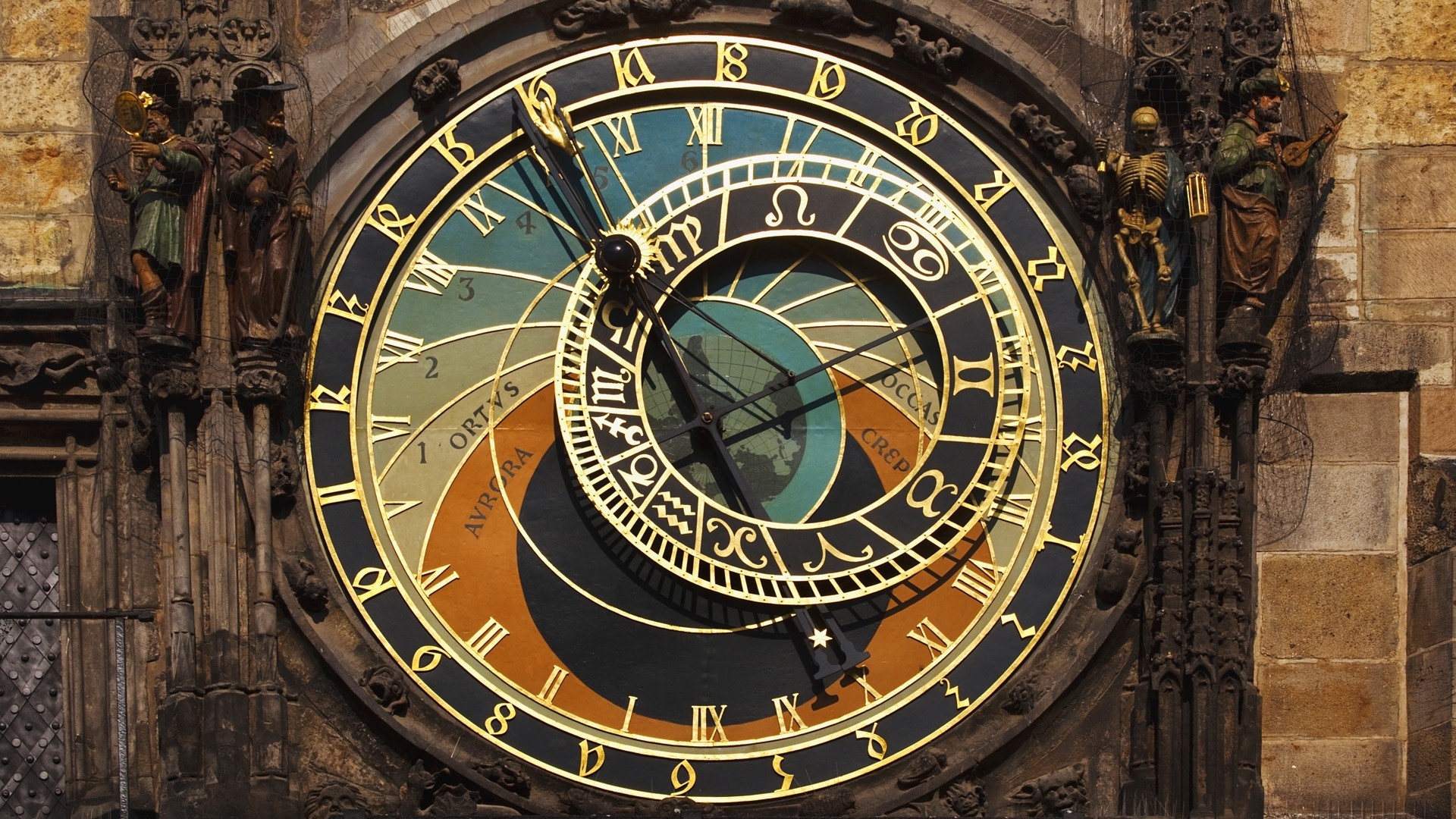 Astronomical Clock with Zodiac Signs HD Wallpaper