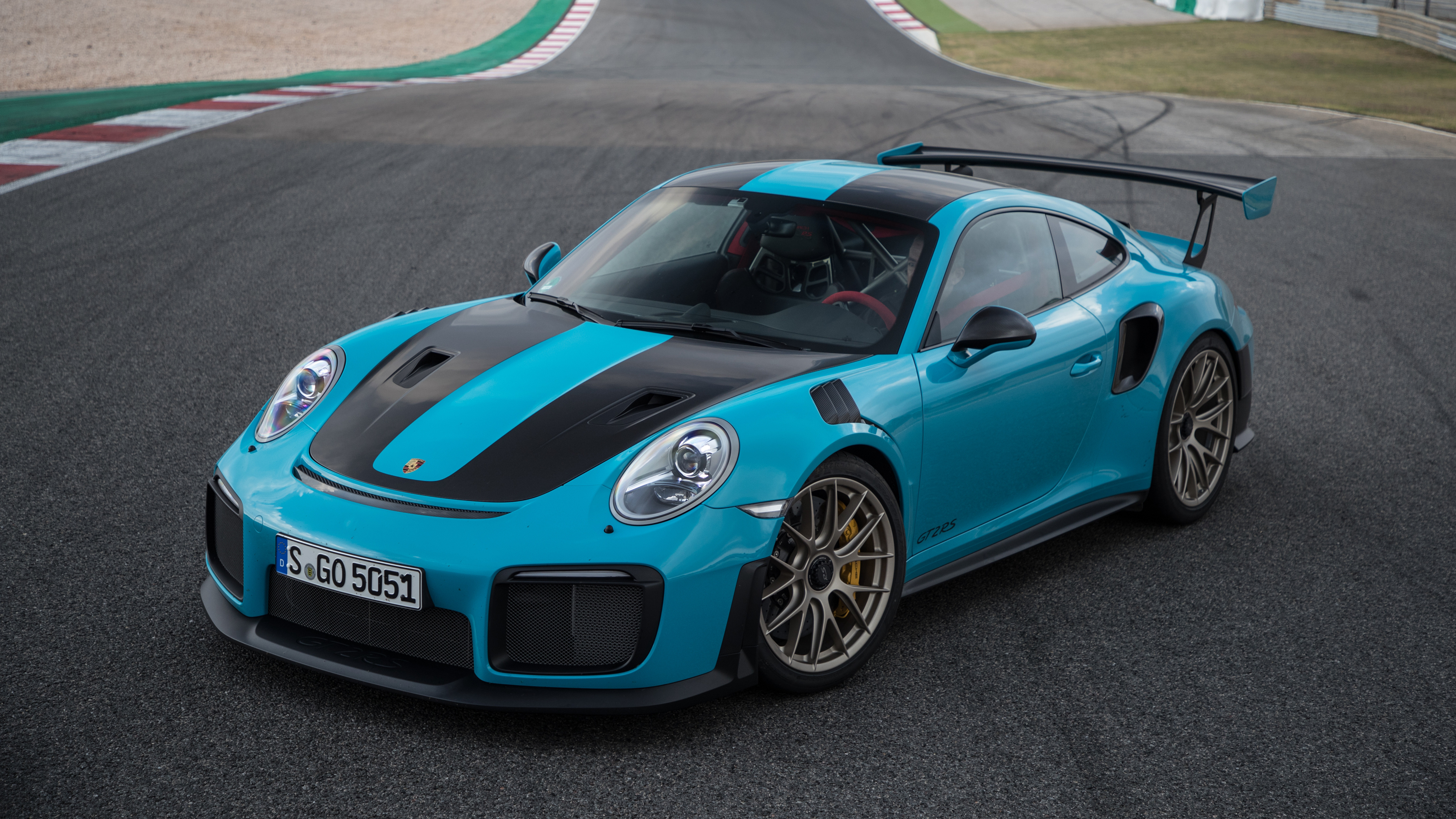 Porsche 911 GT2 RS on a race track HD Wallpaper