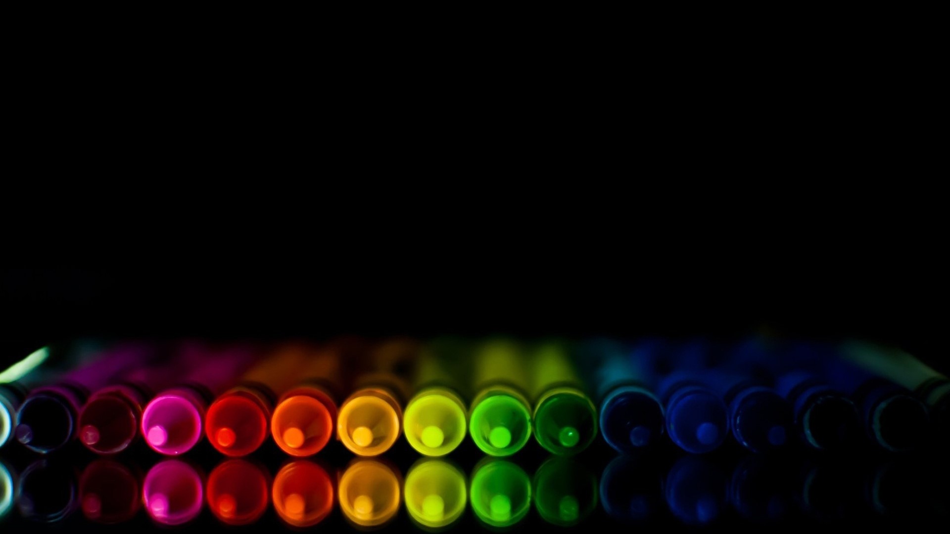 Rainbow colored markers on black background HD Wallpaper