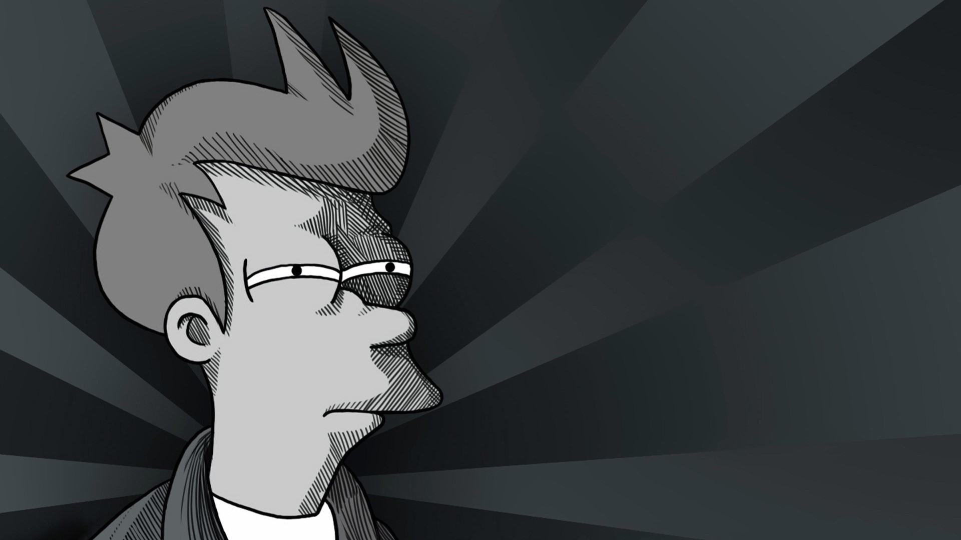 Philip J. Fry from Futurama in black and white HD Wallpaper