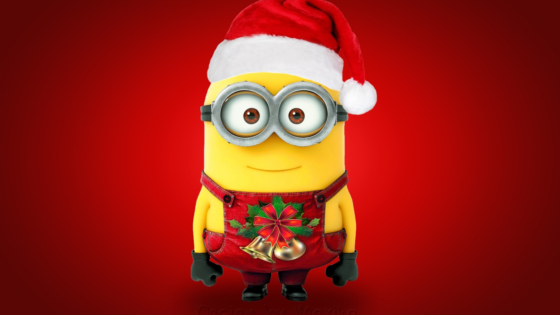 Christmas Minion wearing Santa hat and festive overalls HD Wallpaper