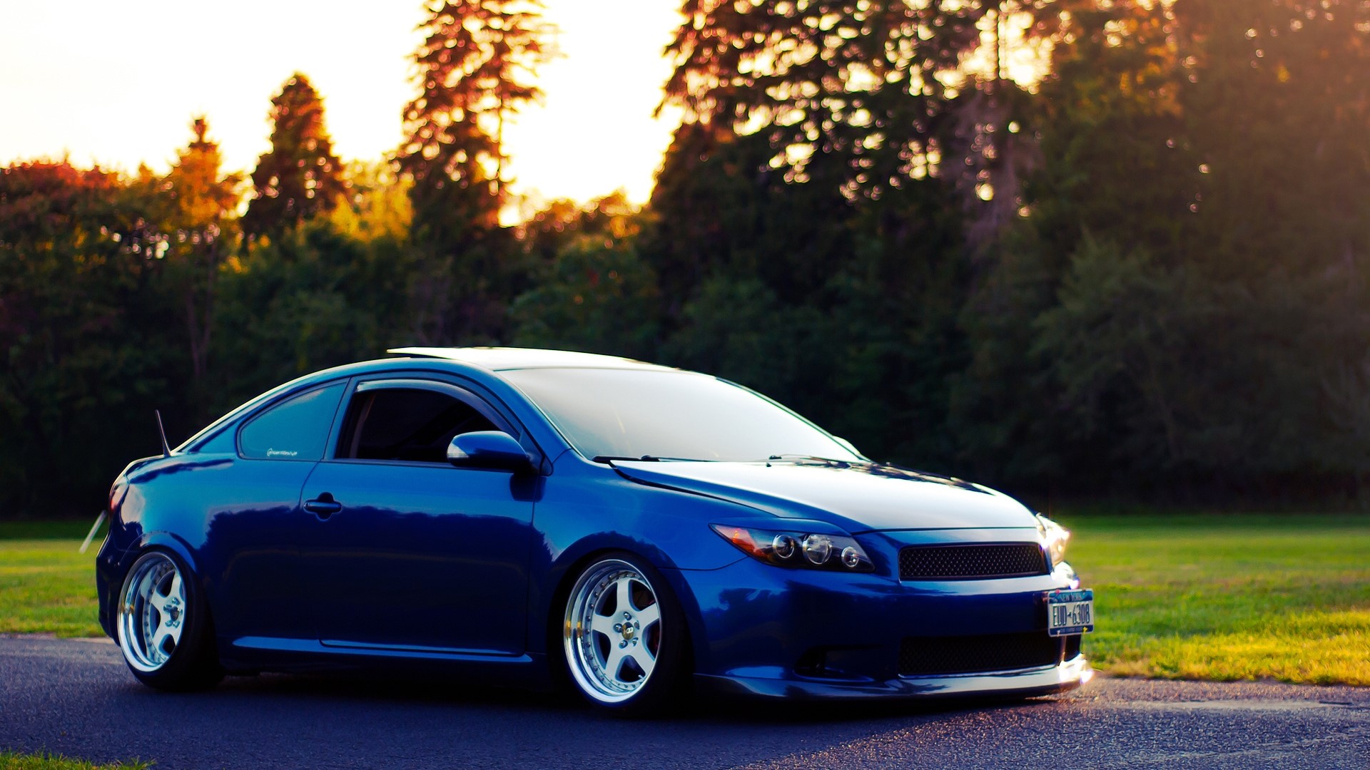 Blue Scion TC tuned for stance HD Wallpaper