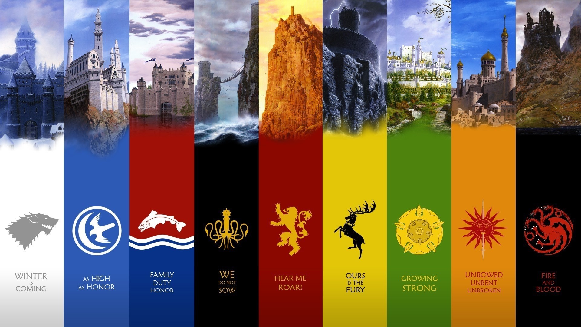 Game of Thrones Great Houses Banners HD Wallpaper