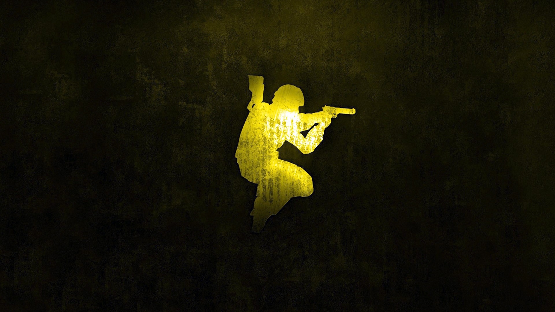 Counter-Strike silhouette of a soldier with a gun HD Wallpaper
