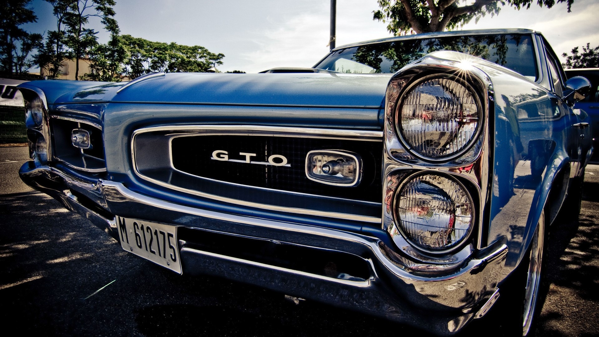 Blue Pontiac GTO car front view HD Wallpaper