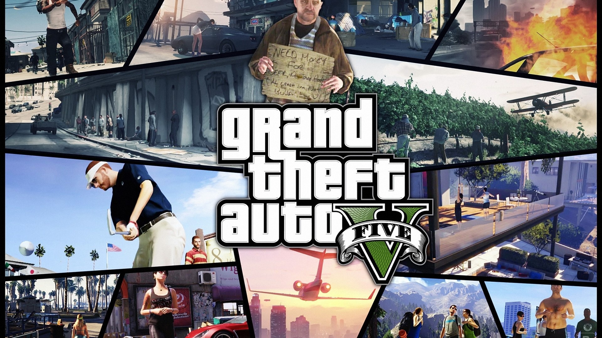 Grand Theft Auto V collage HD Wallpaper