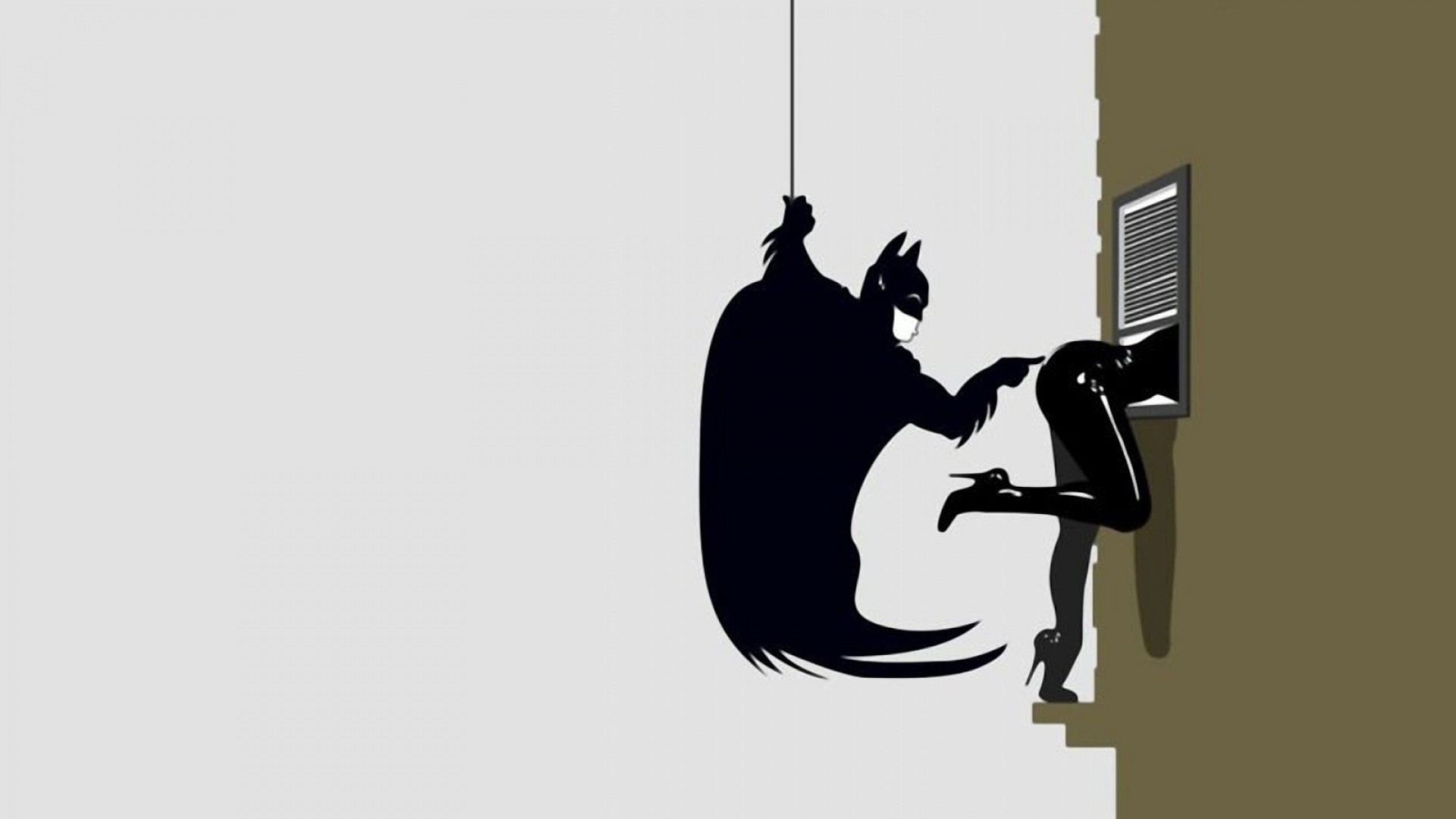 Batman and Catwoman on a building HD Wallpaper
