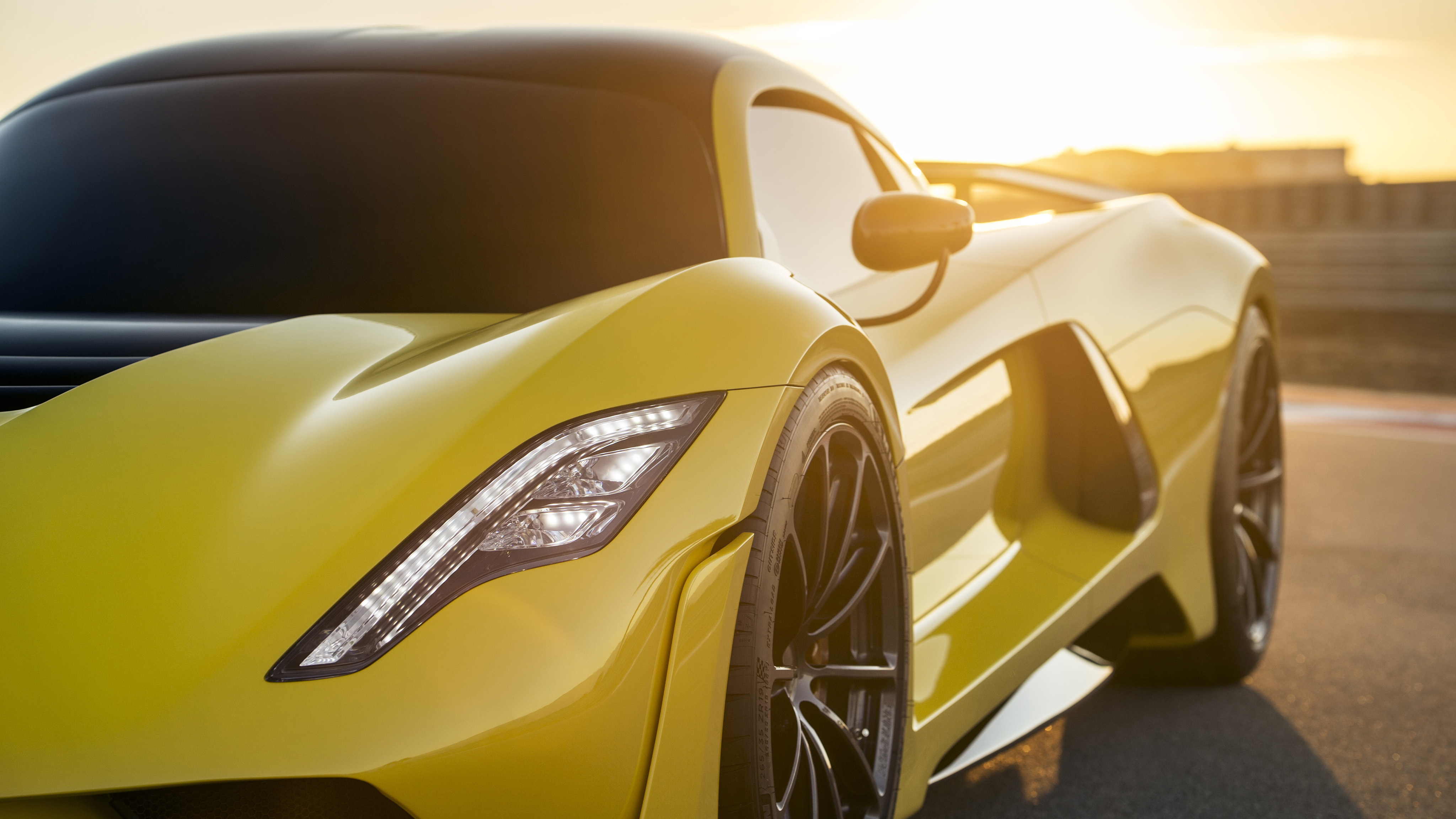 Yellow Hennessey Venom F5 Sports Car 4K HD Wallpaper