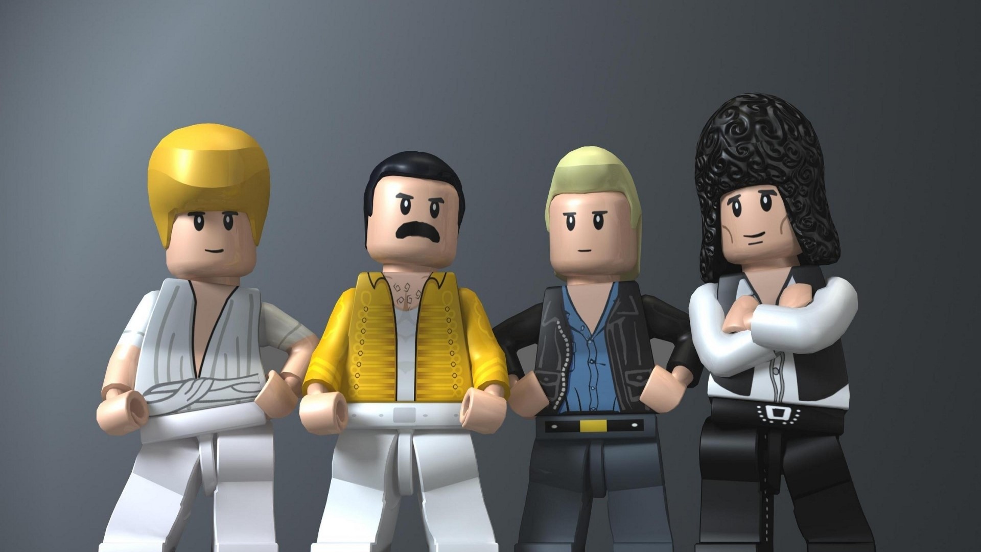 Queen band members as Lego figures HD Wallpaper