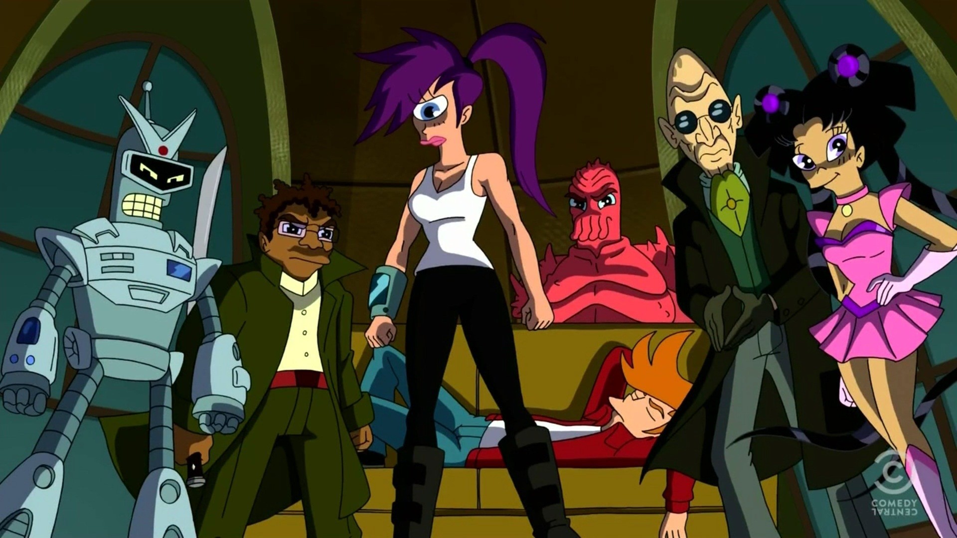 Futurama characters in a room HD Wallpaper