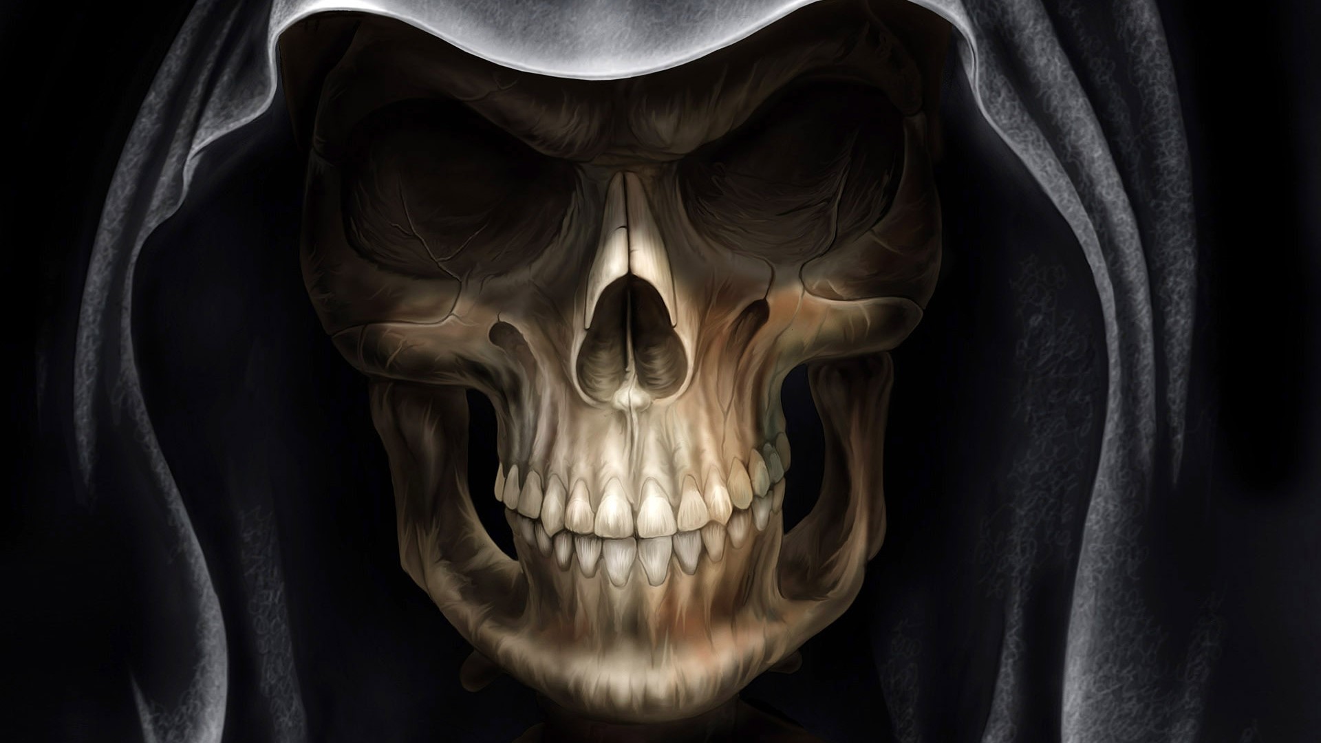 Demon Skull in a Hood HD Wallpaper