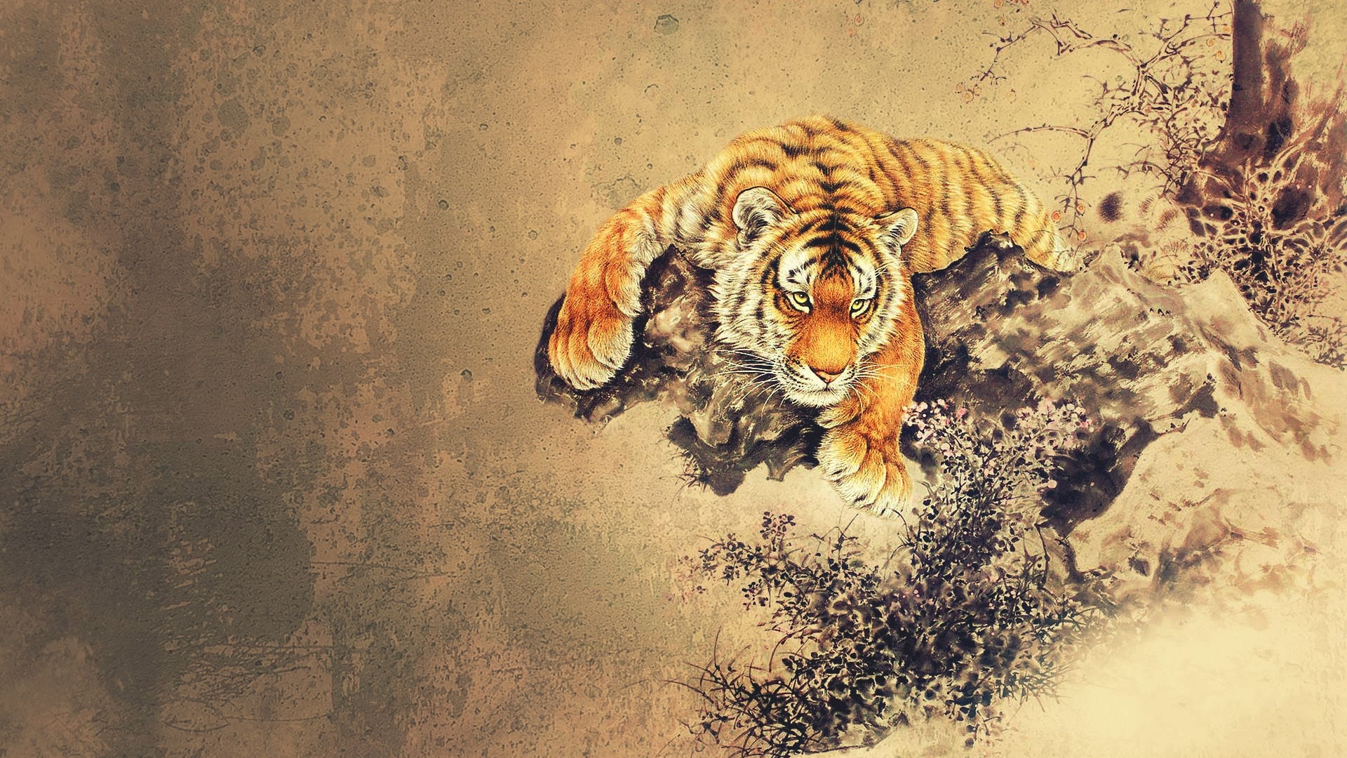 Oriental Tiger Art HD Wallpaper