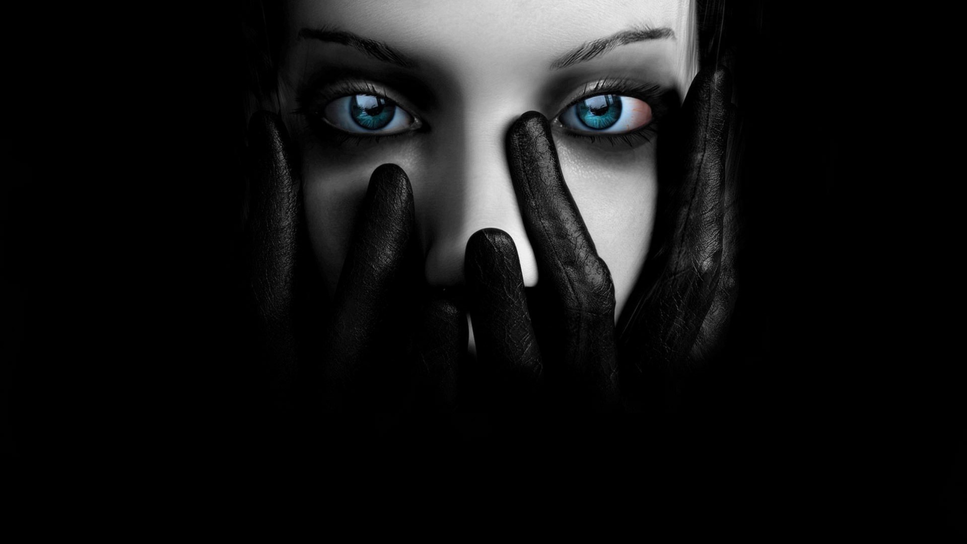 Girl with blue eyes and black gloves HD Wallpaper
