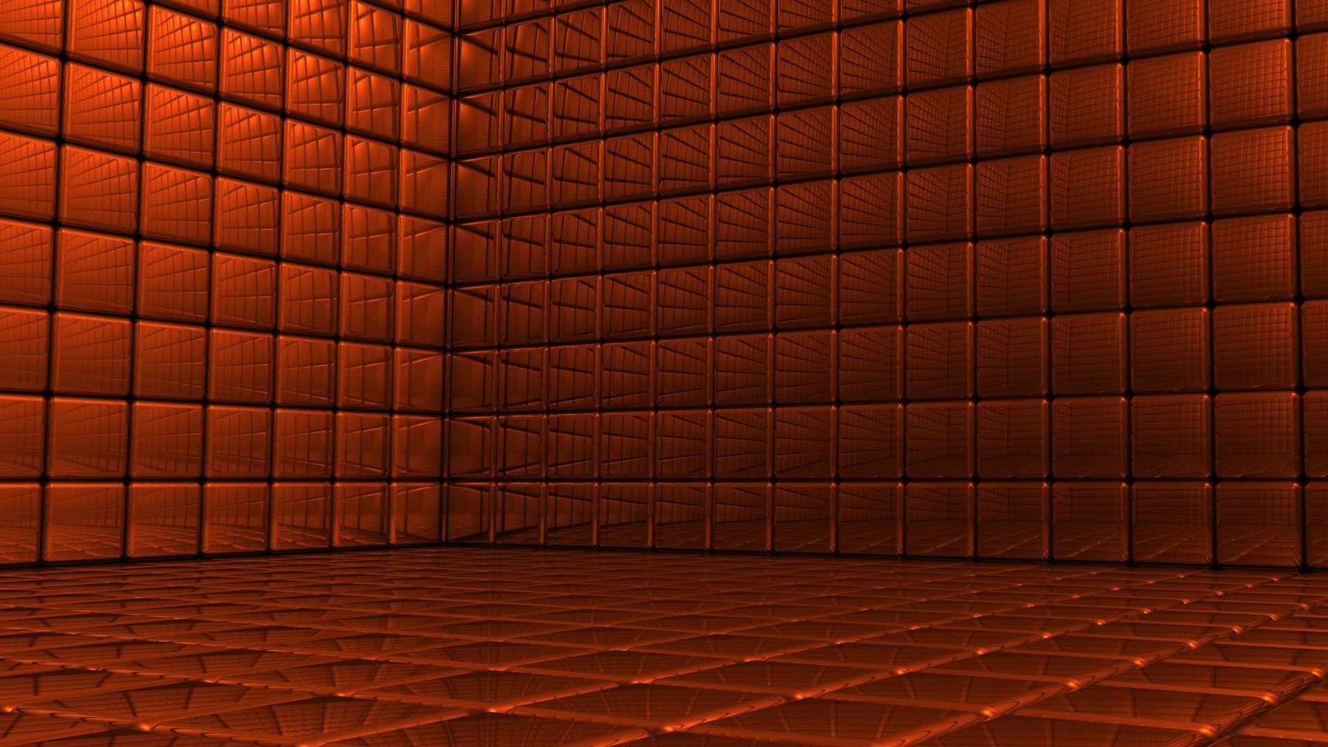Orange Cubes Room HD Wallpaper