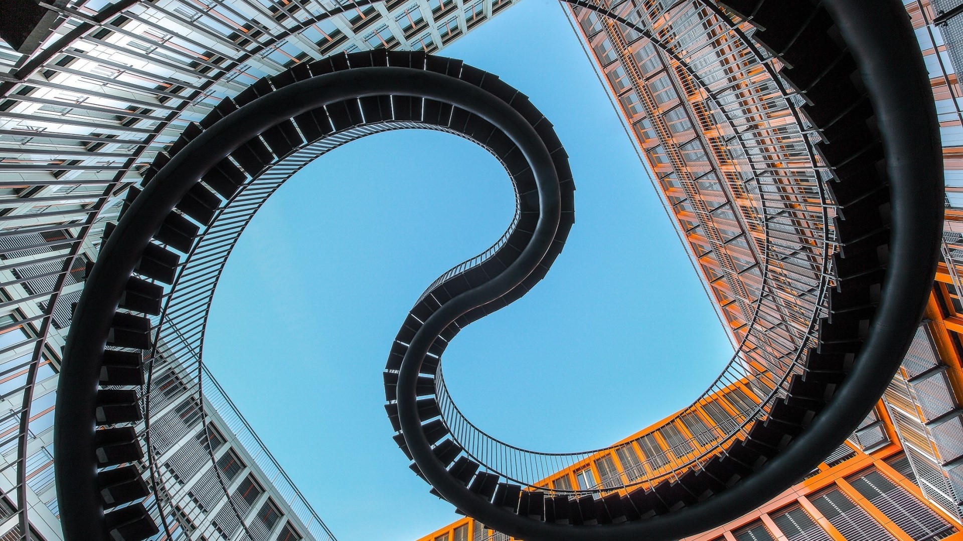 Curved Staircase Architecture HD Wallpaper