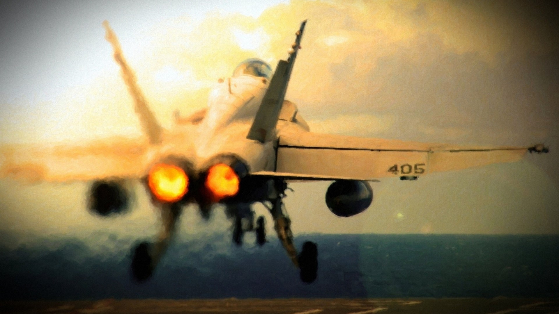 Fighter jet launching from aircraft carrier HD Wallpaper