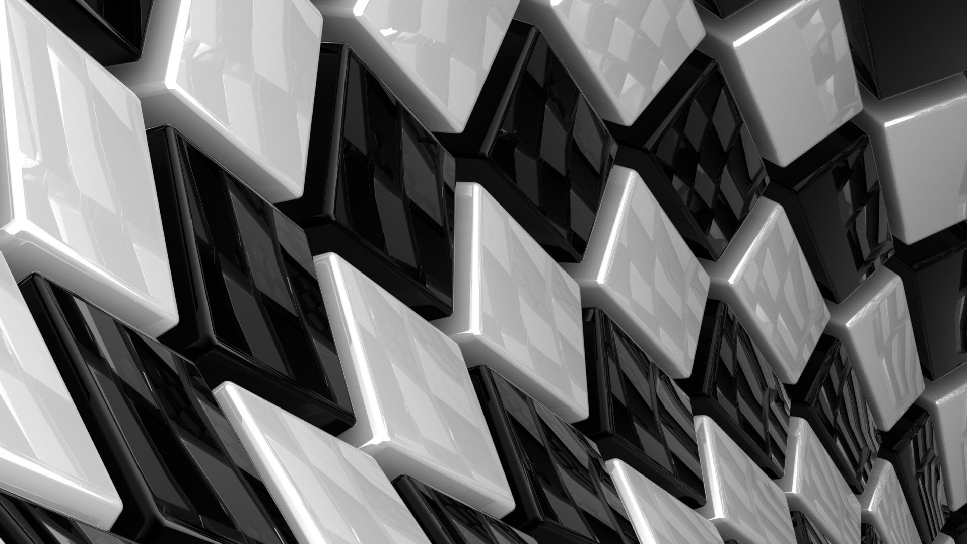 Black and white shiny tiles HD Wallpaper