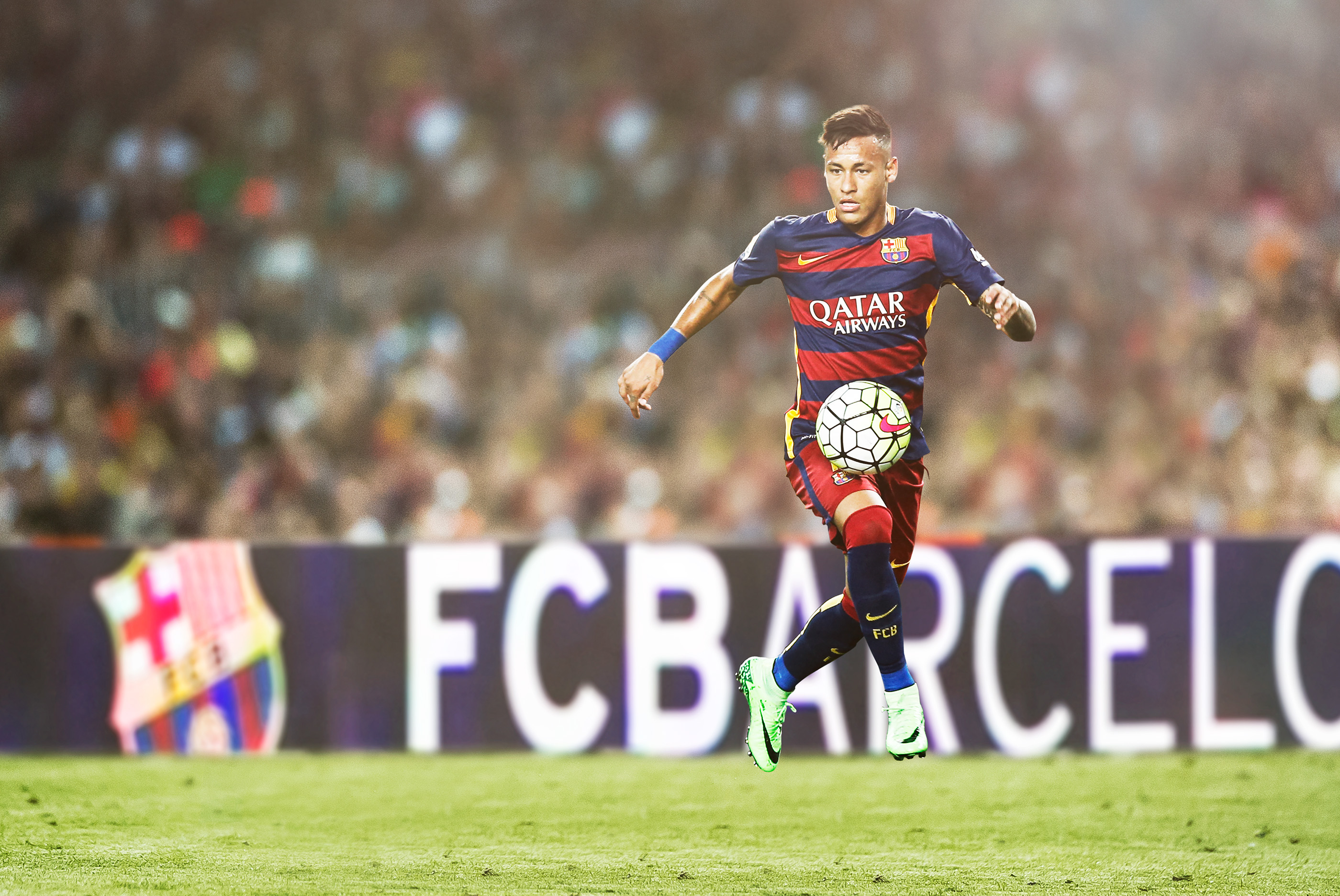 Neymar Jr. playing soccer for FC Barcelona HD Wallpaper