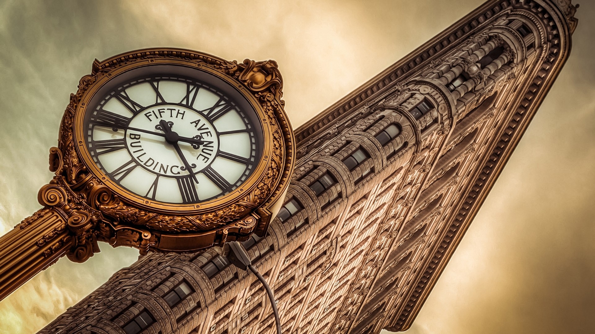 Flatiron Building and Fifth Avenue Building Clock HD Wallpaper