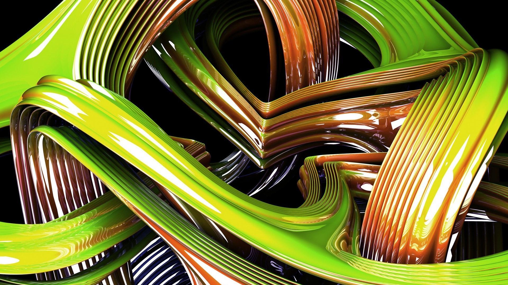 Abstract 3D Ribbons with High Gloss Finish HD Wallpaper