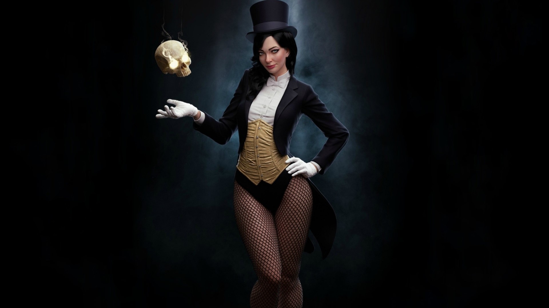 Zatanna with a floating skull HD Wallpaper