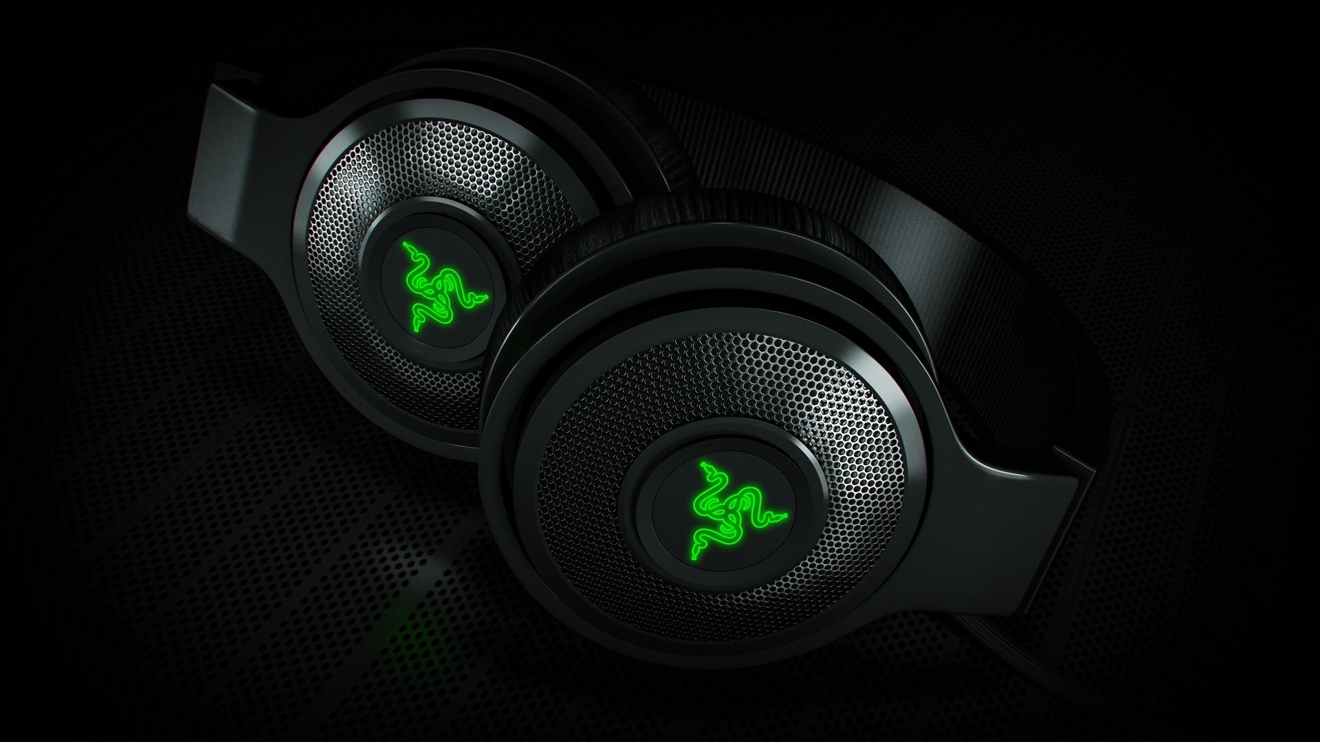 Razer gaming headphones with green logo HD Wallpaper