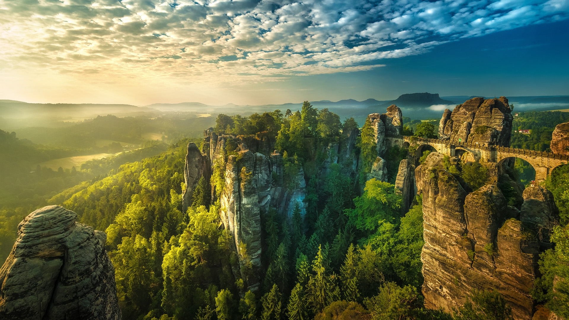Bastei Bridge in Saxon Switzerland National Park HD Wallpaper