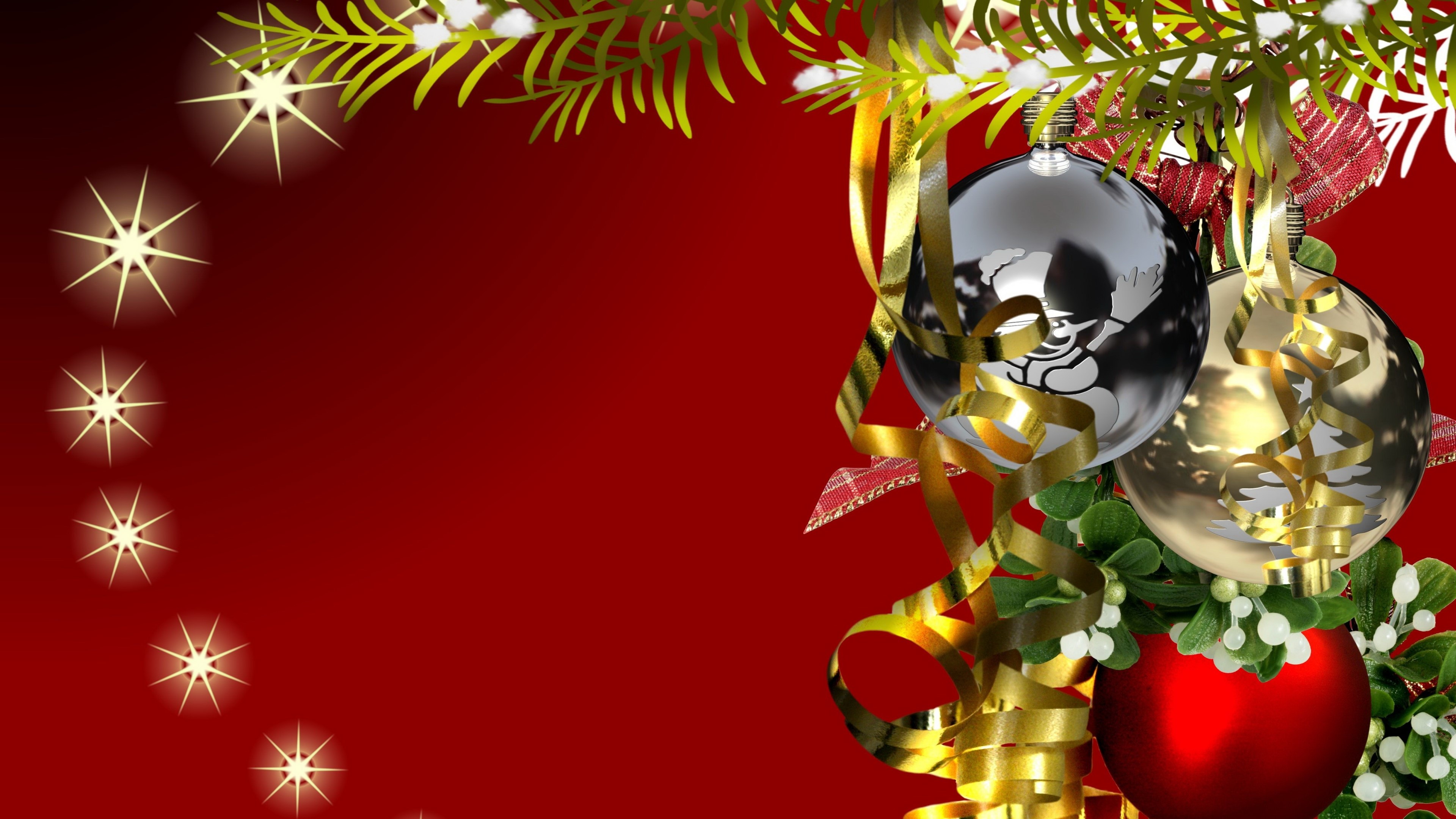 4K New Year Decoration with Ornaments HD Wallpaper