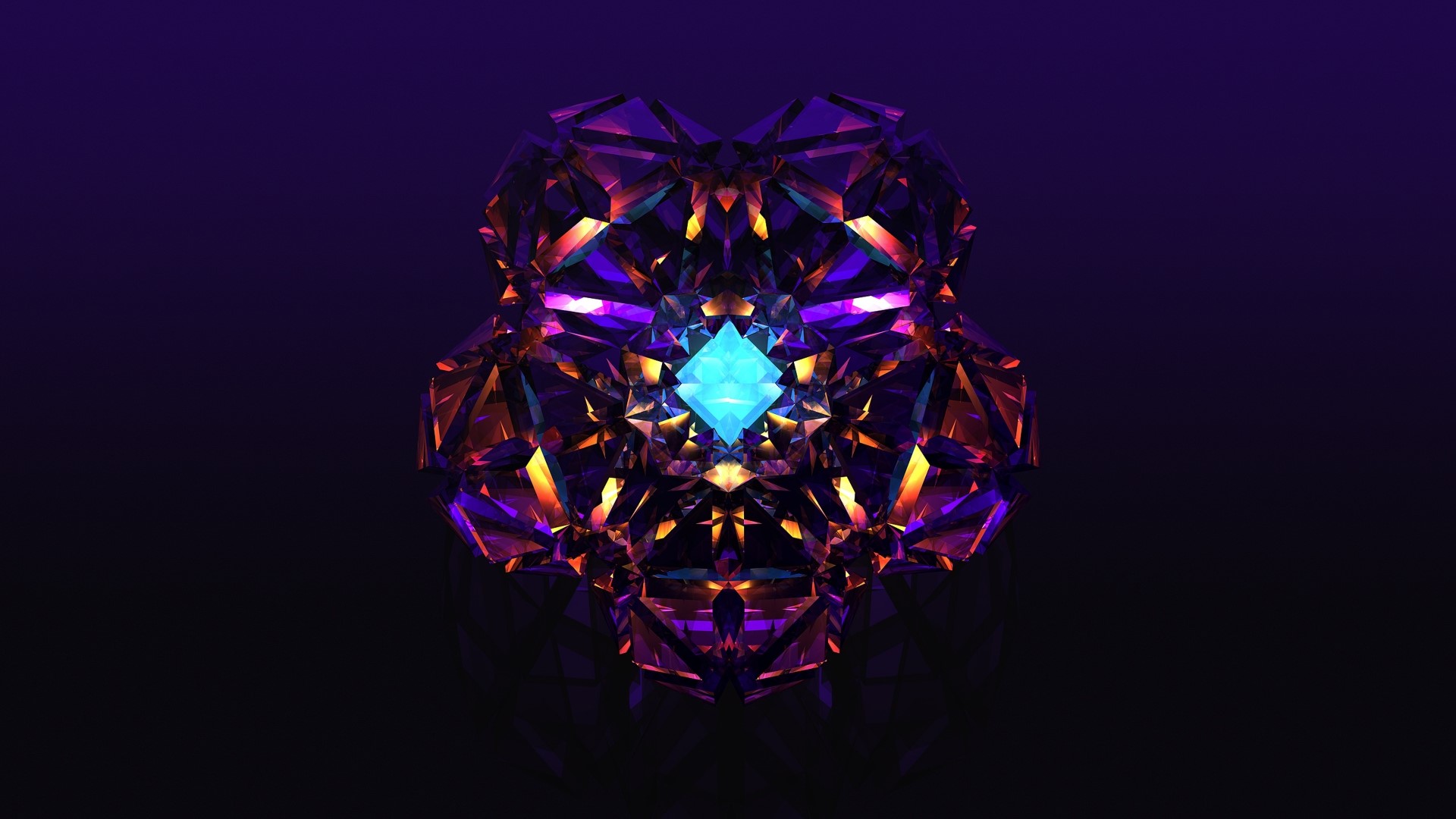 Abstract geometric crystal formation with blue center HD Wallpaper