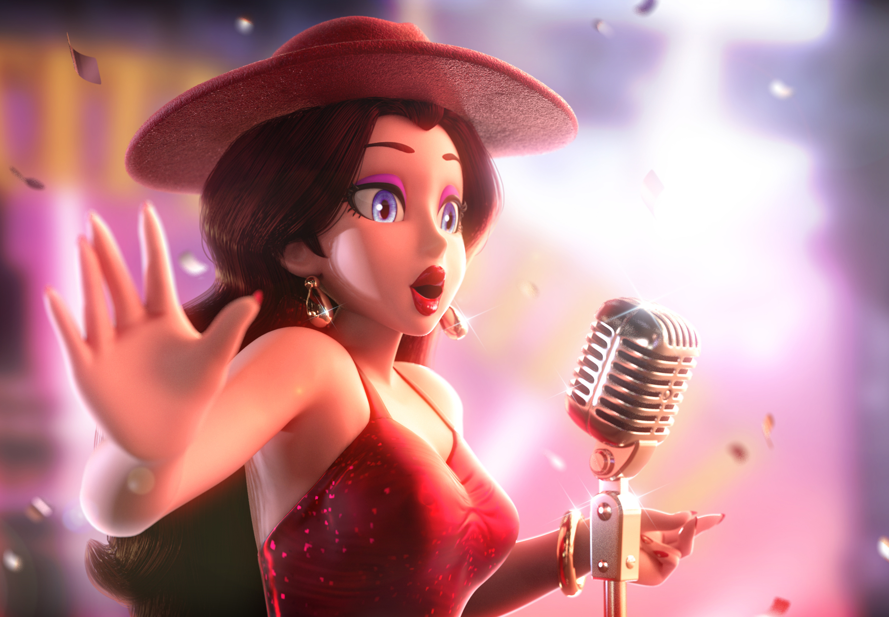 Pauline from Super Mario Odyssey singing HD Wallpaper