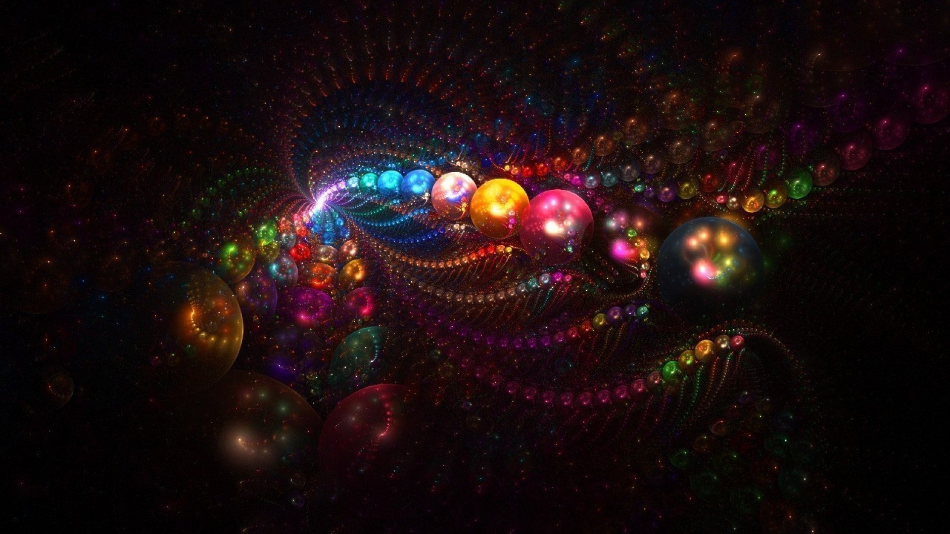 Abstract fractal art with colorful spheres HD Wallpaper