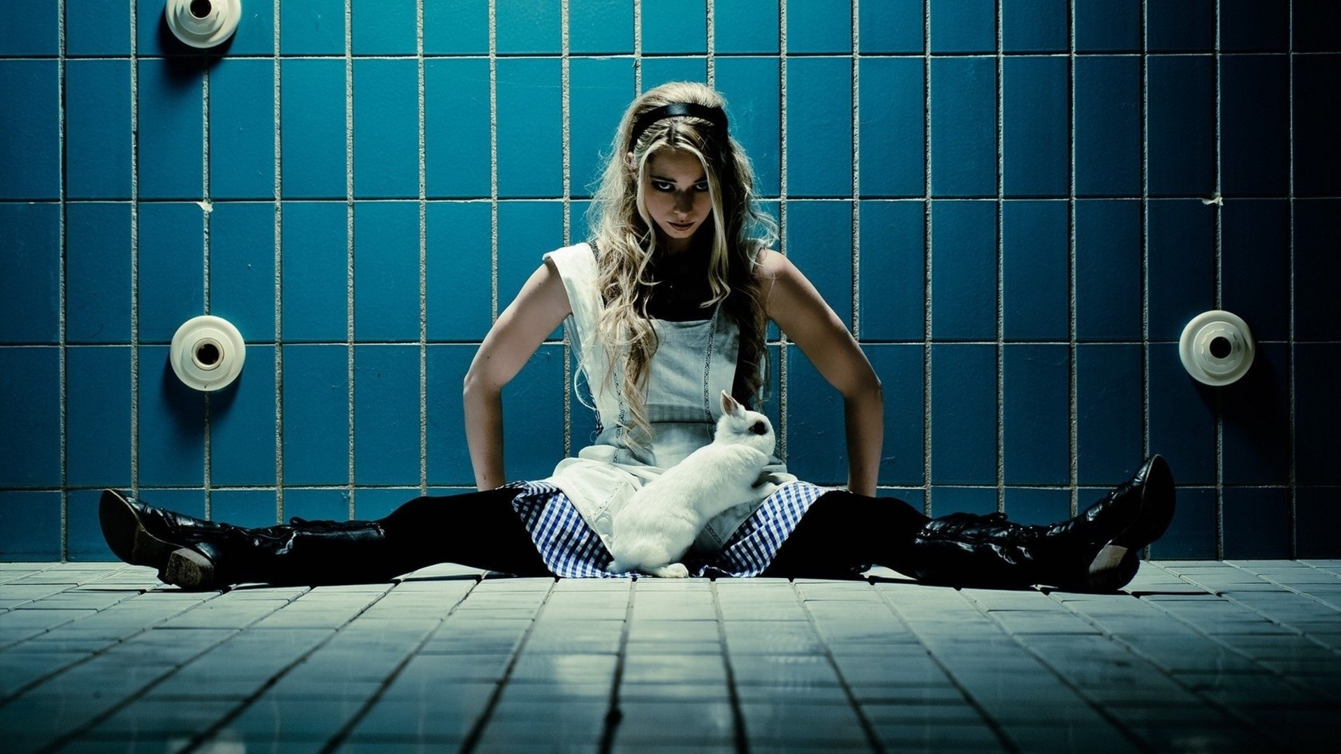 Alice Cosplay with White Rabbit HD Wallpaper