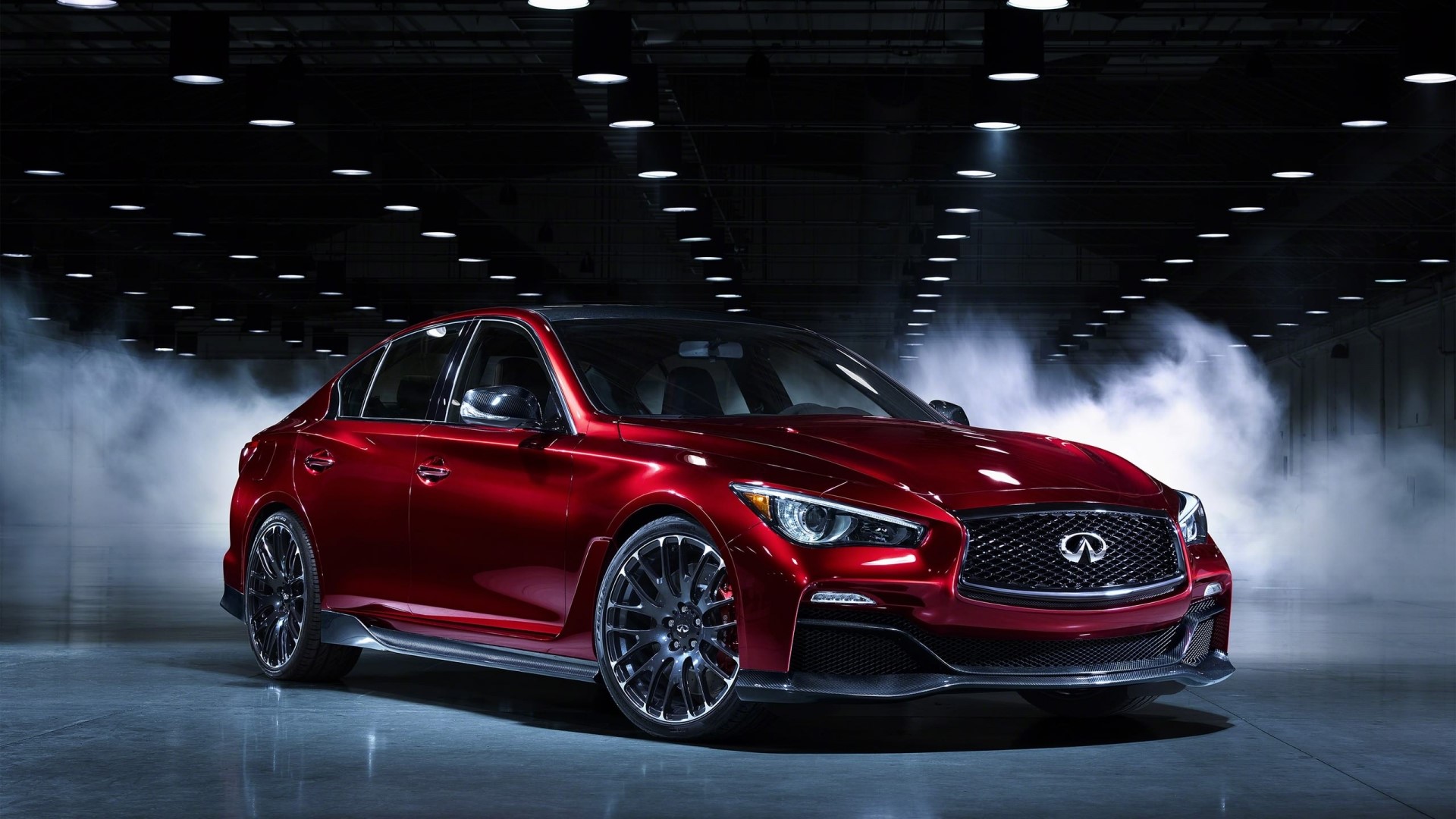 Red Infiniti Q50 Eau Rouge sedan HD Wallpaper