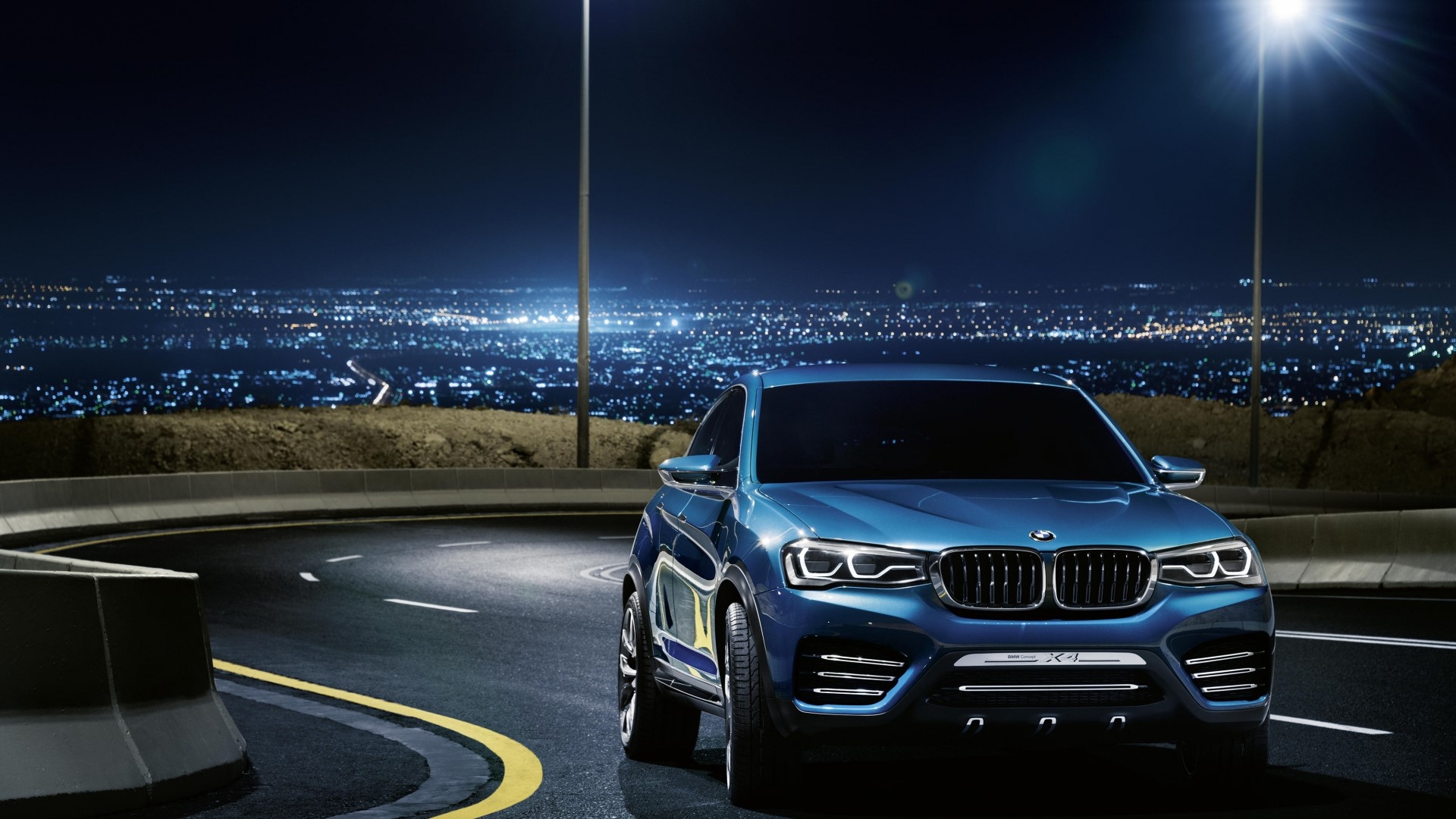 BMW X4 Concept Car on a City Road at Night HD Wallpaper