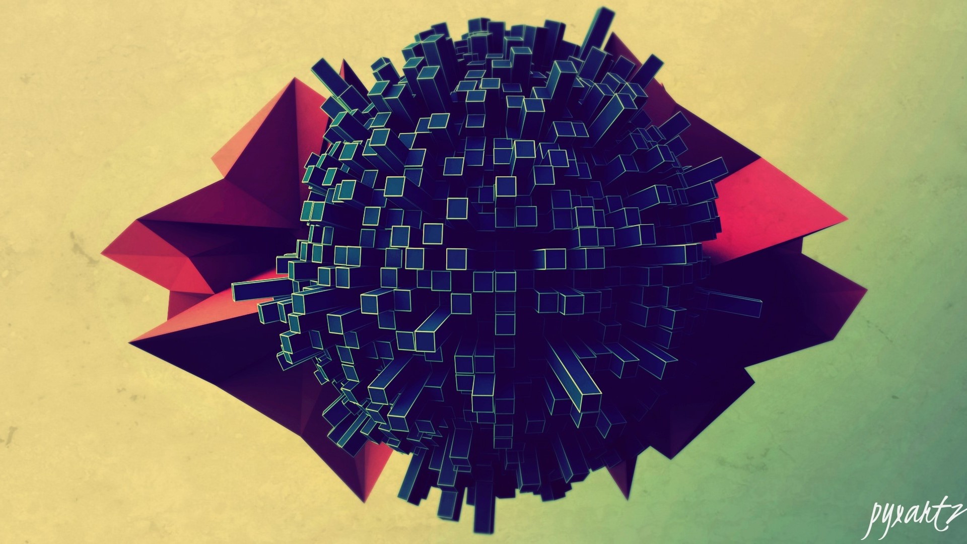 Abstract 3D object with geometric shapes HD Wallpaper