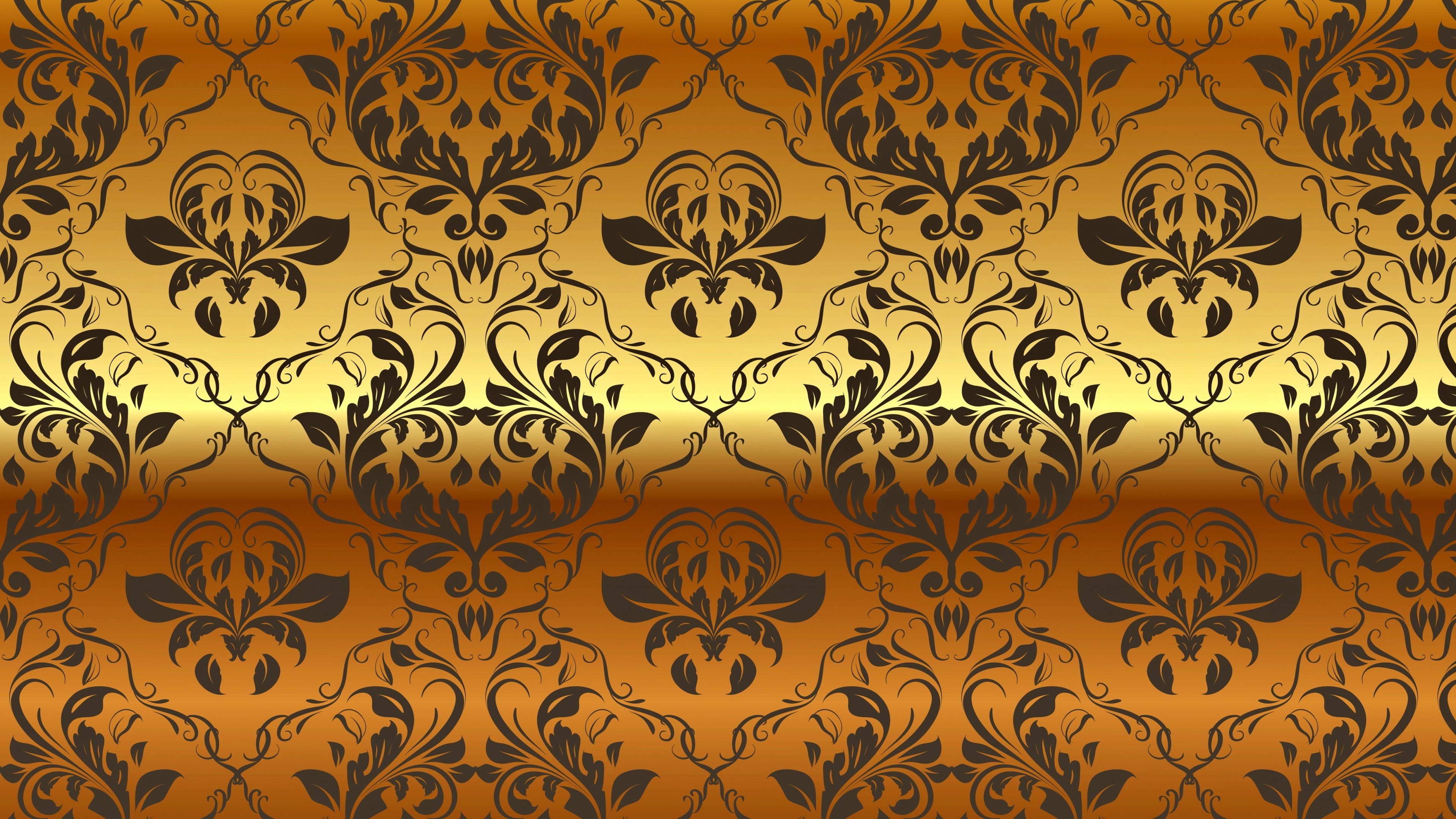 4K gold ornamental pattern HD Wallpaper