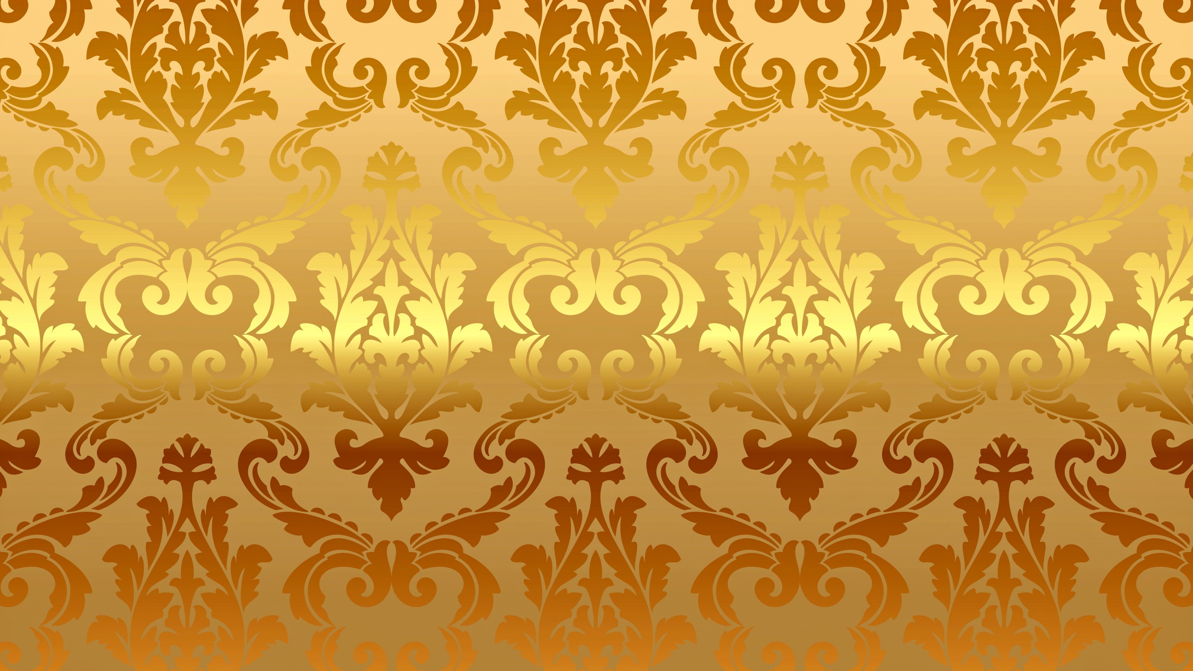 4K gold damask ornament pattern HD Wallpaper