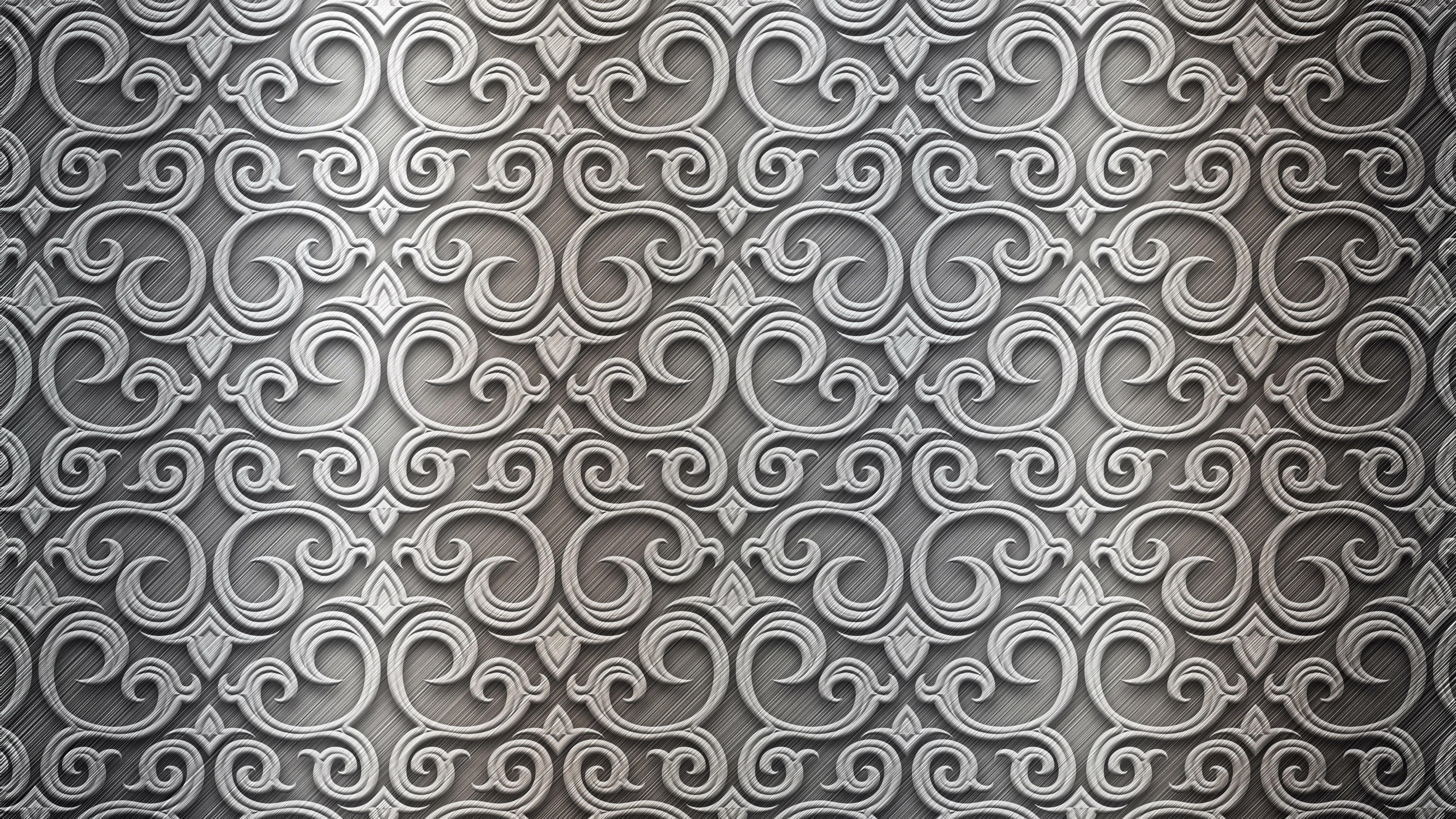 Silver Metal Ornate Pattern HD Wallpaper