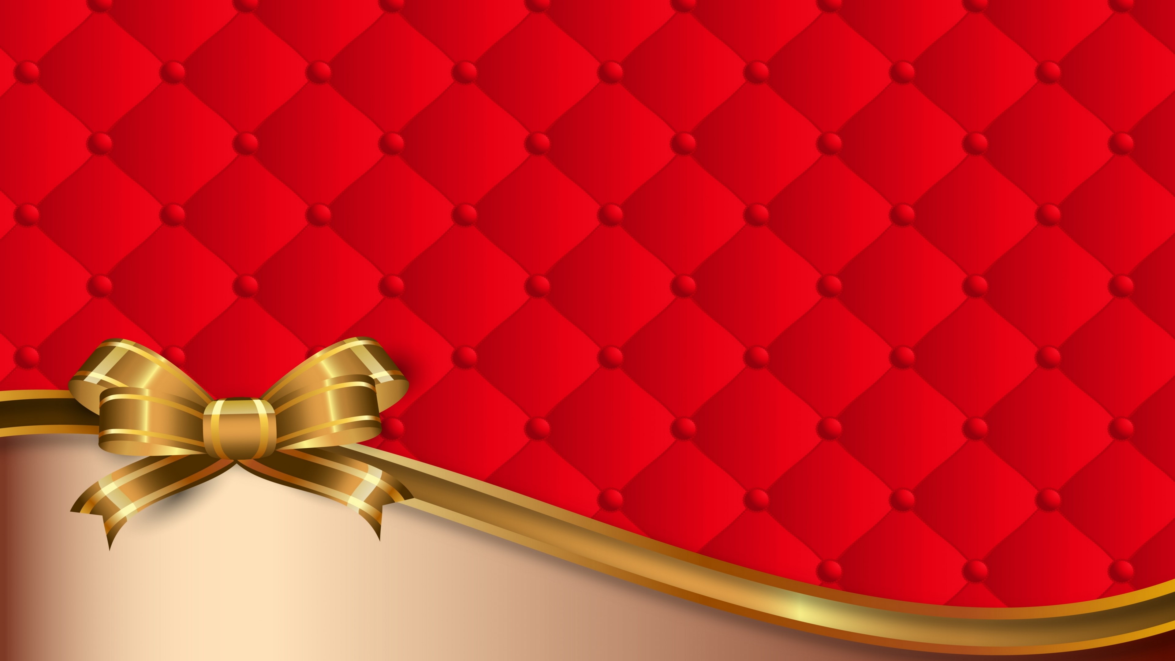 Red Upholstery with Gold Bow HD Wallpaper