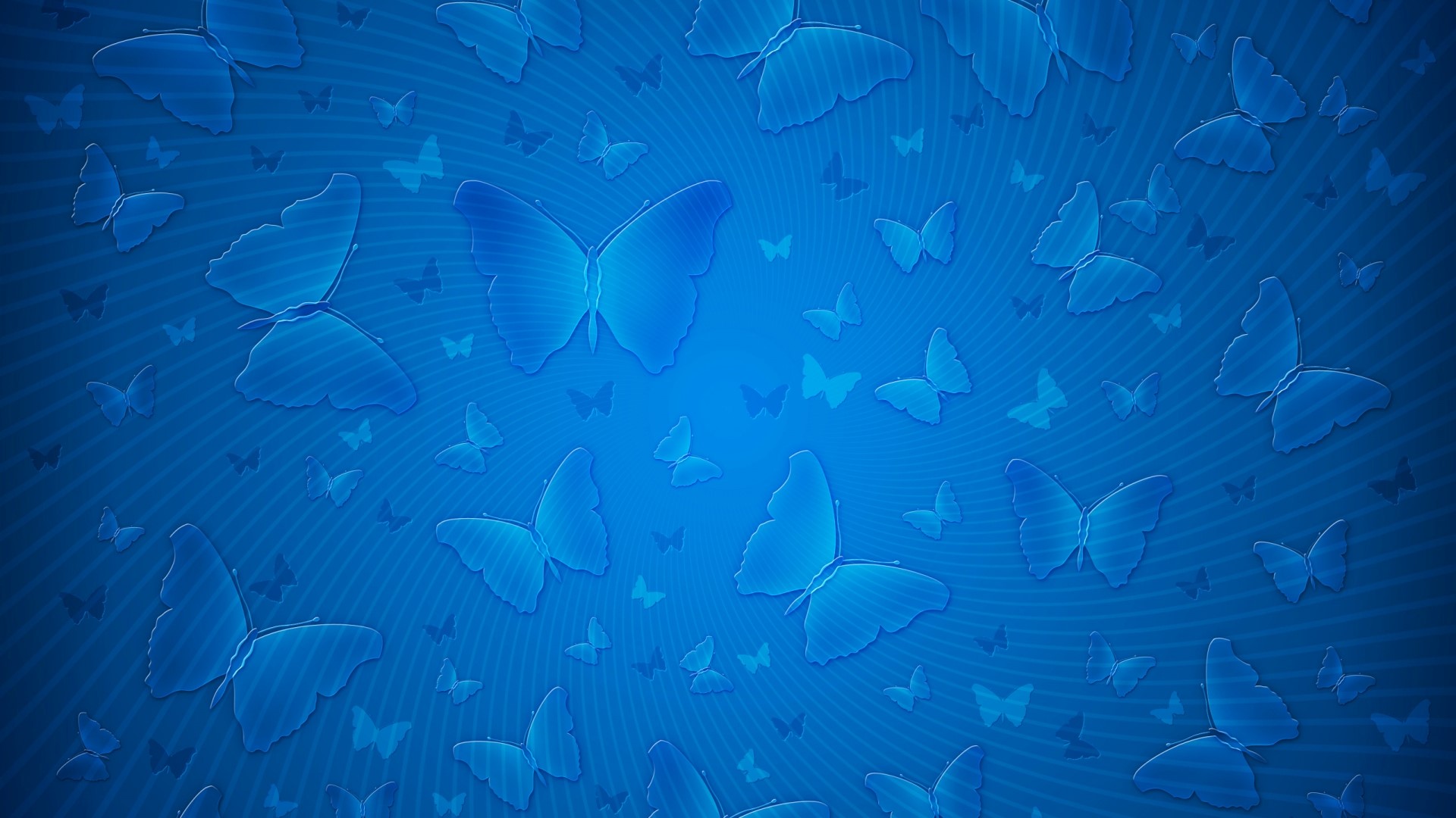 Blue Butterflies on a Swirling Blue Background HD Wallpaper