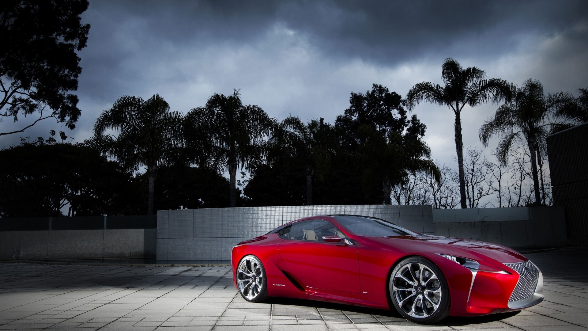 Red Lexus concept car on paved ground HD Wallpaper