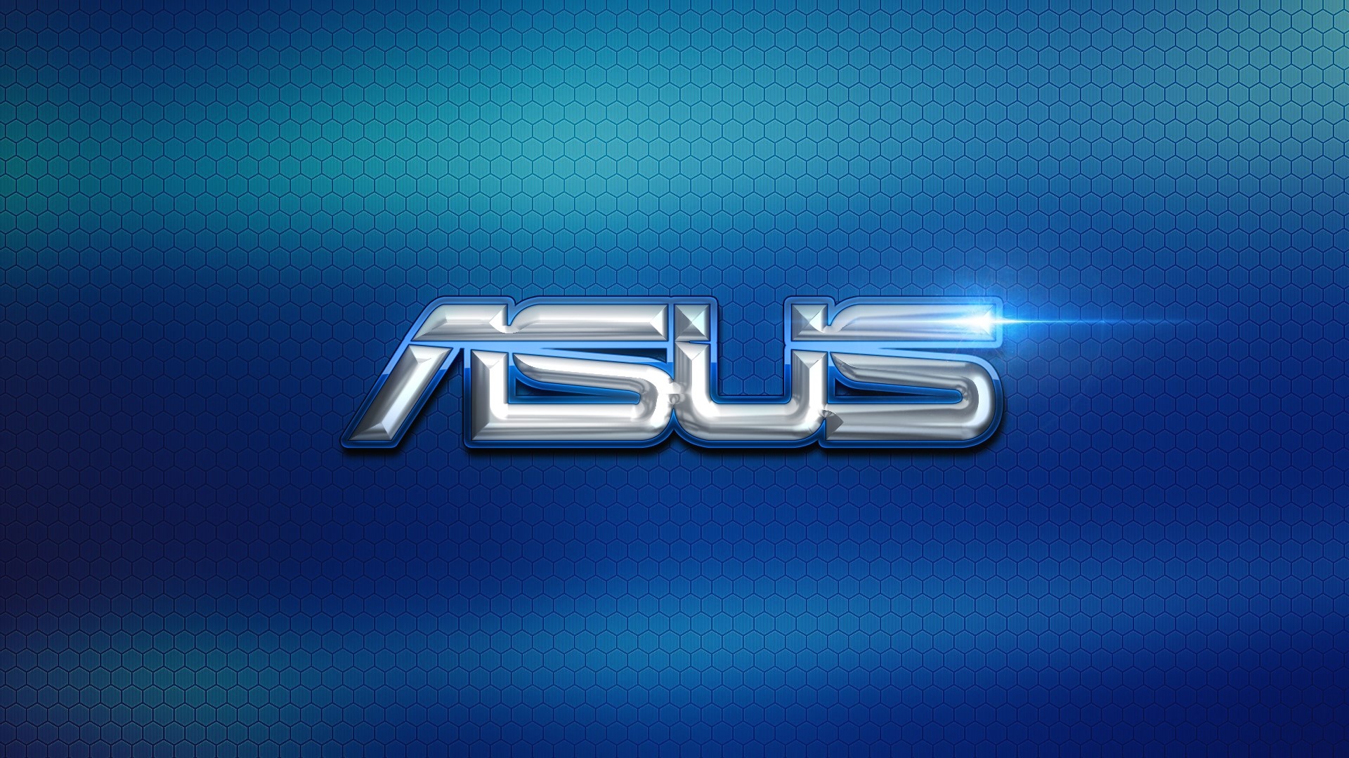 ASUS logo with blue honeycomb background HD Wallpaper