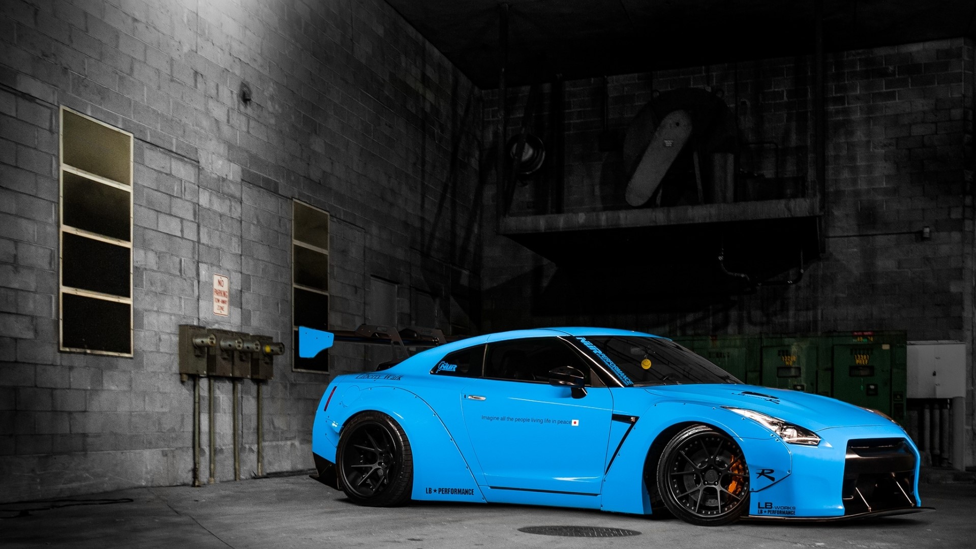 Blue Nissan GT-R with custom body kit HD Wallpaper