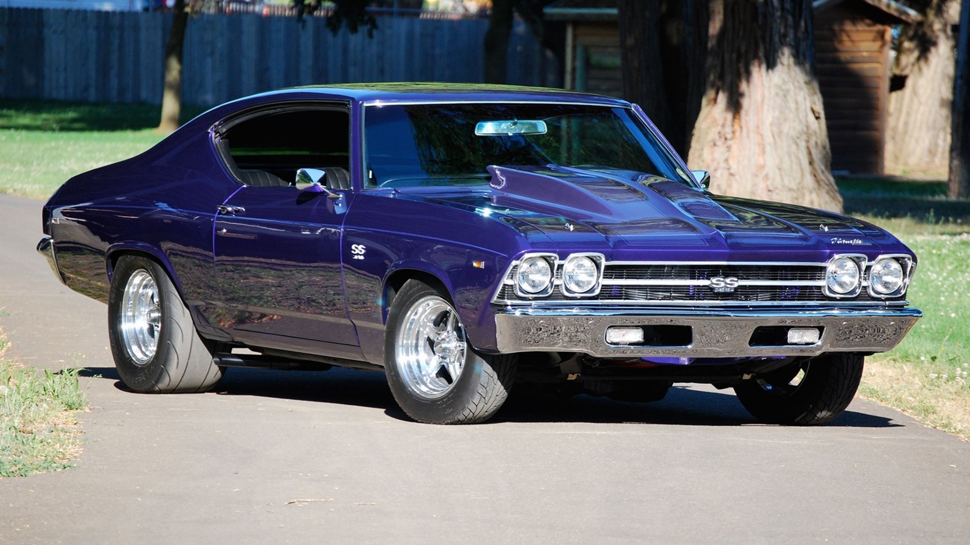 Purple 1969 Chevrolet Chevelle SS Muscle Car HD Wallpaper