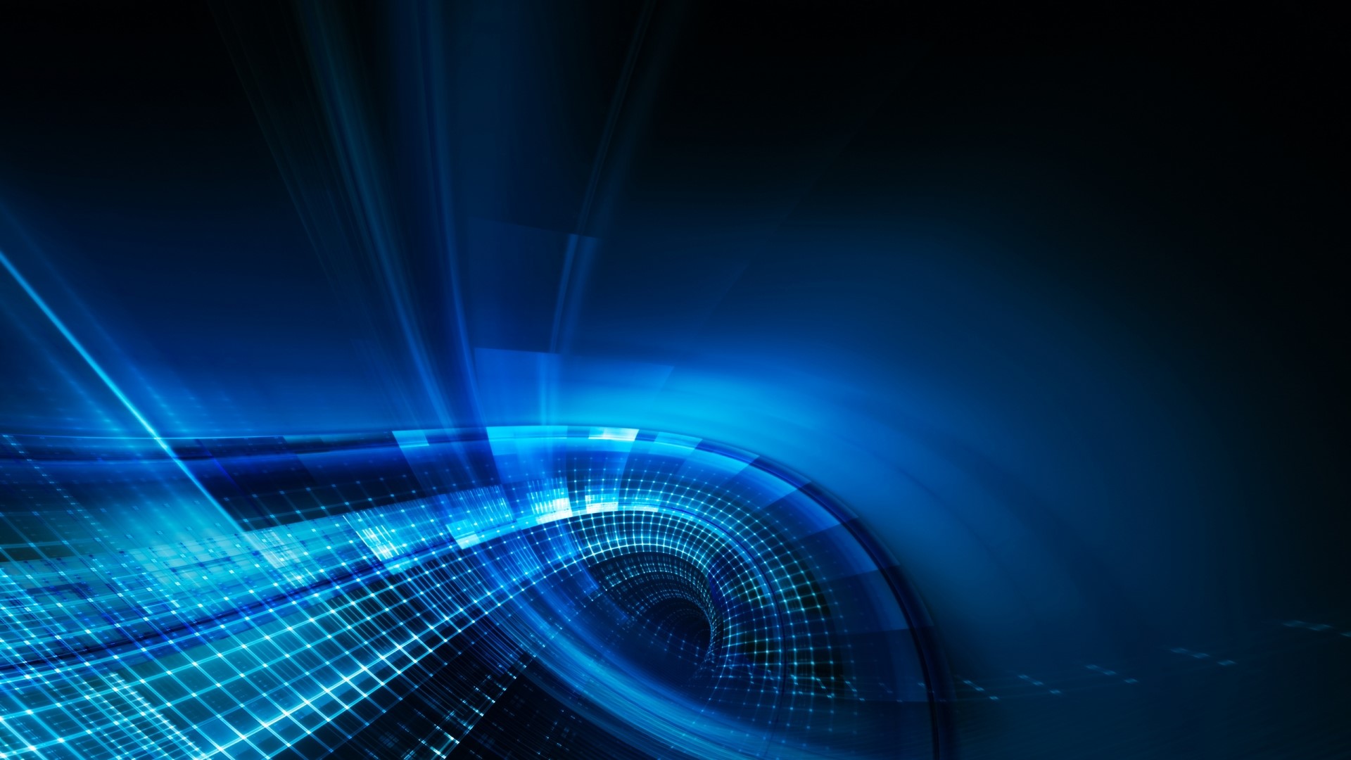 Abstract blue glowing digital tunnel HD Wallpaper