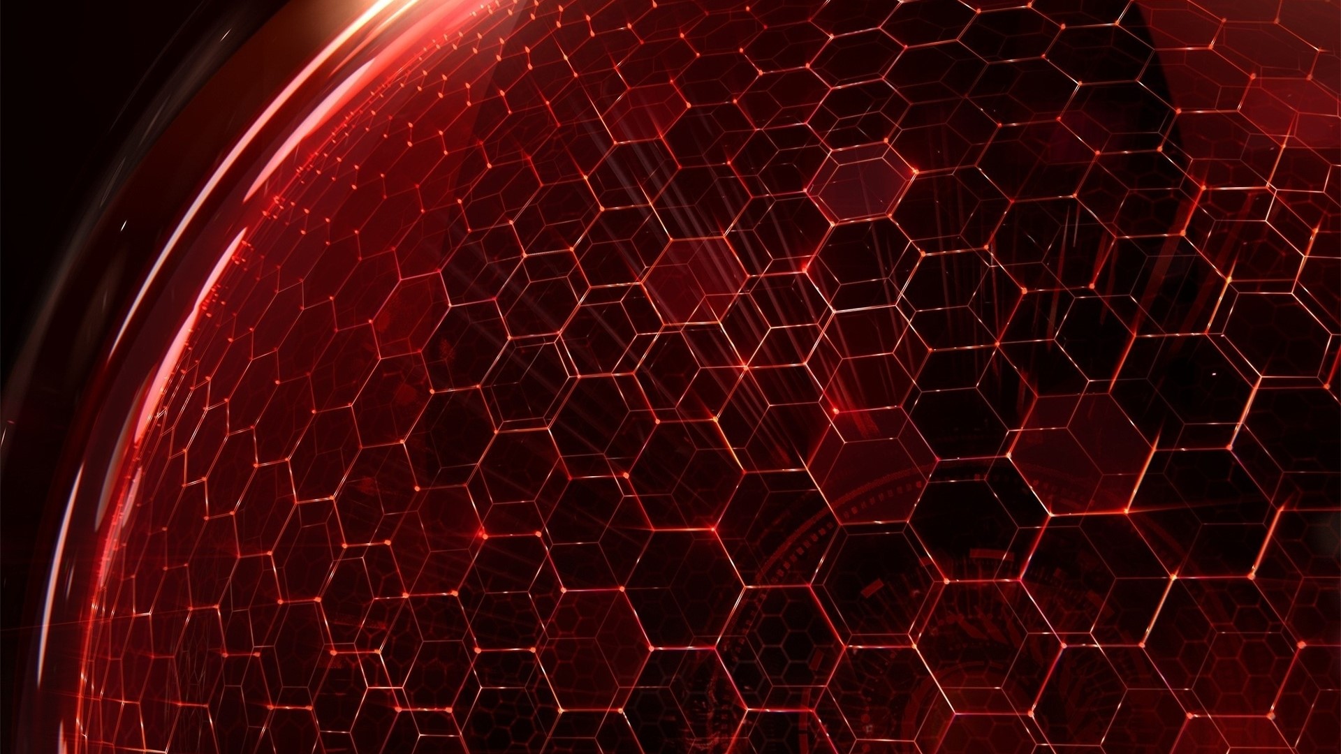 Red Hexagonal Sphere Network HD Wallpaper